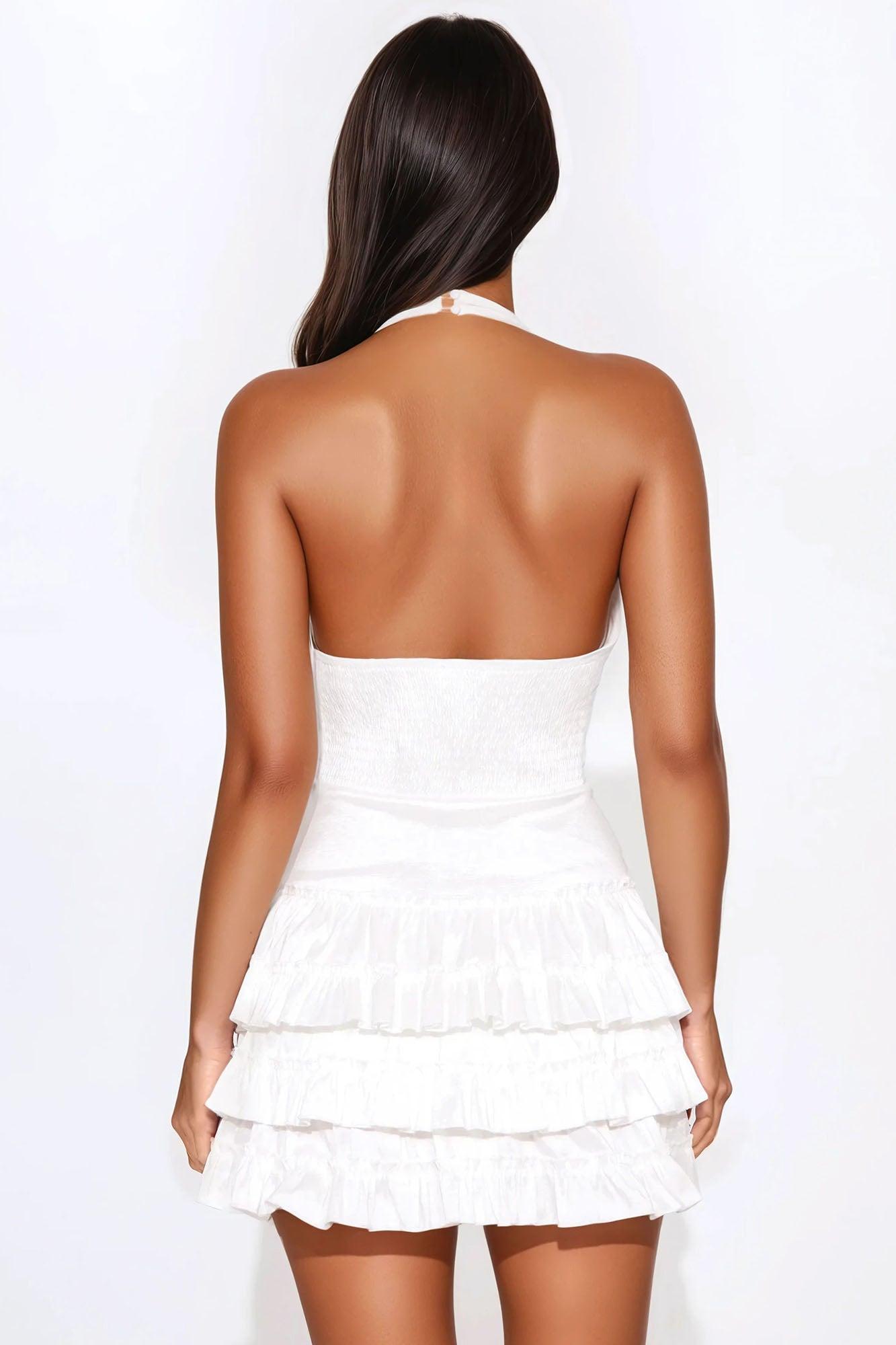 On Cloud Fine Tiered Ruffle Mini Dress - White Product Image
