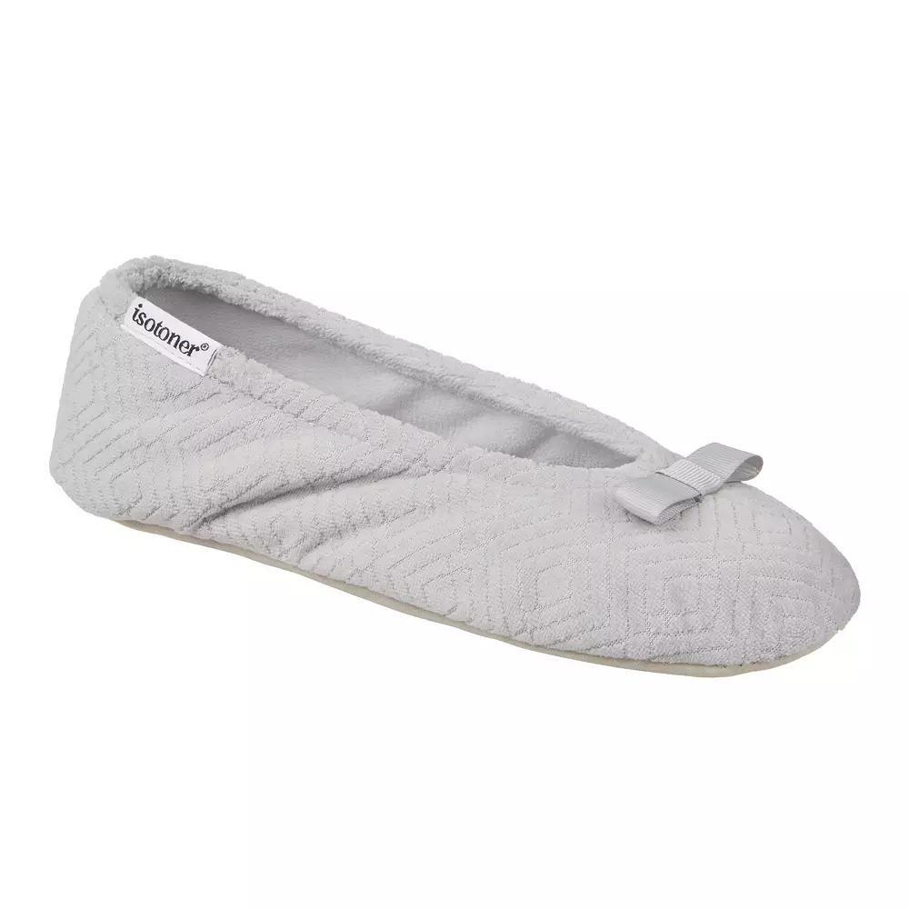 Women's isotoner Gemma Micro Terrycloth Ballerina Slippers, Size: Large, Light Gray Product Image