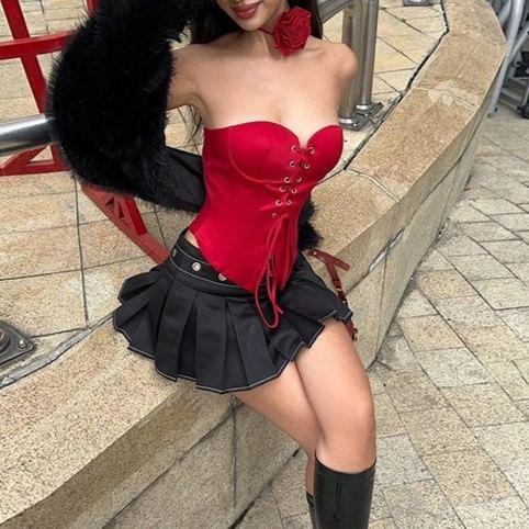 Plain Lace Up Tube Top Product Image