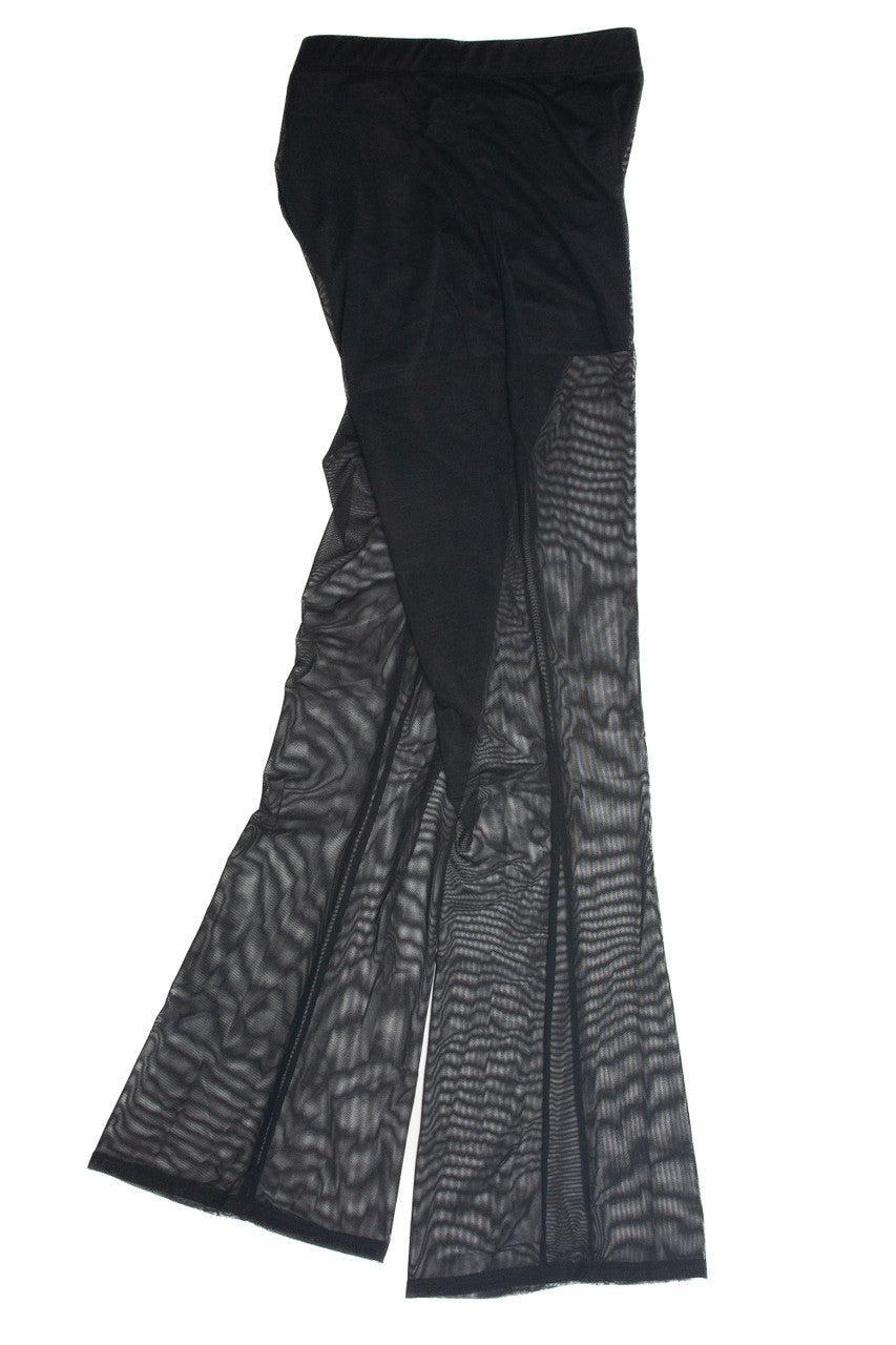 Black Mesh Lined Flare Pants Product Image