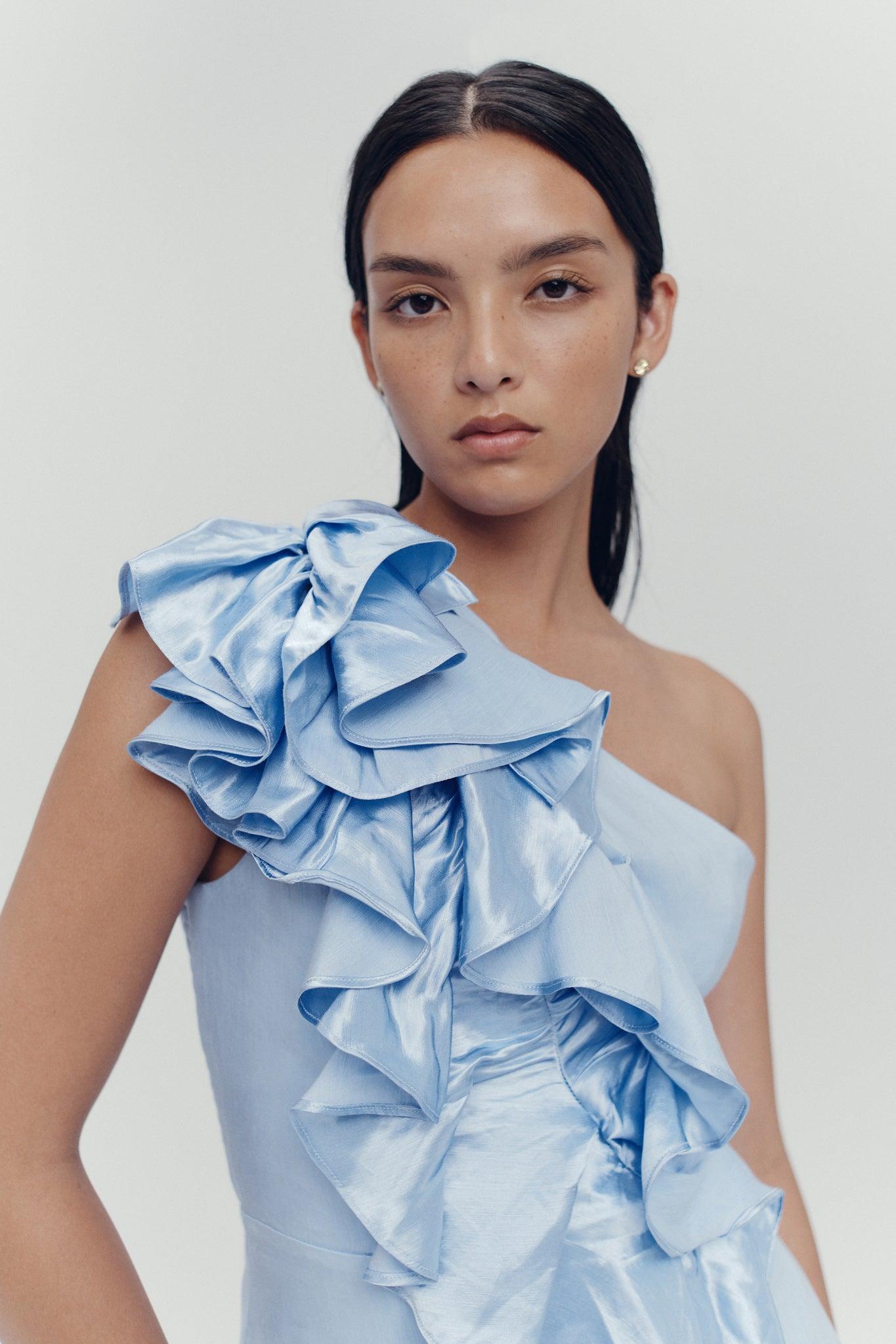 Adelia Ruffle Midi Dress Product Image