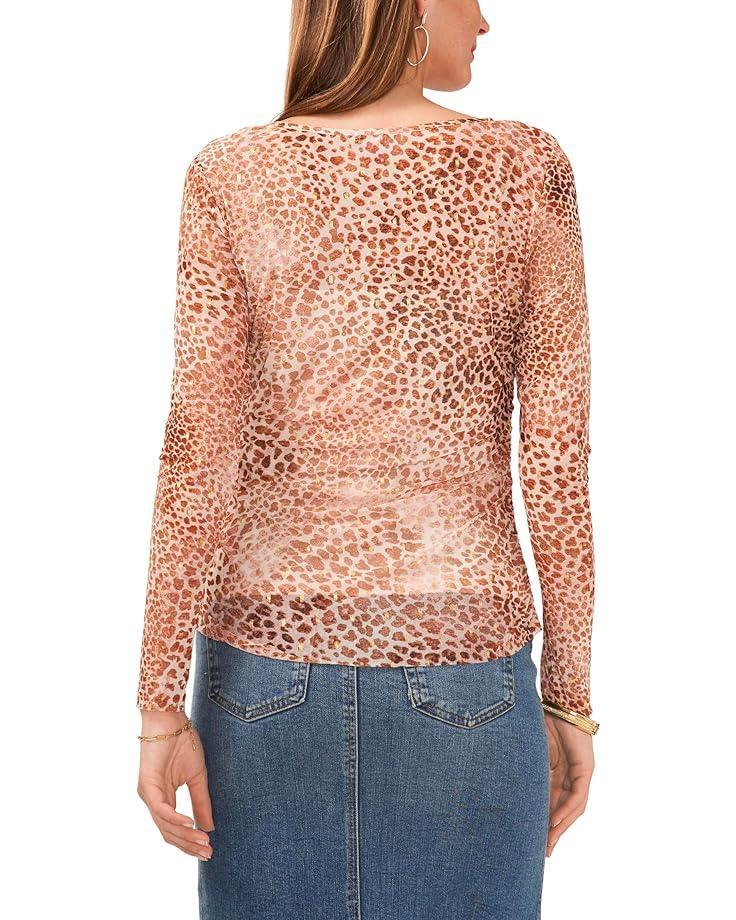 Crew Neck Extended Shoulder Long Sleeve Blouse with Wide Cuff Product Image
