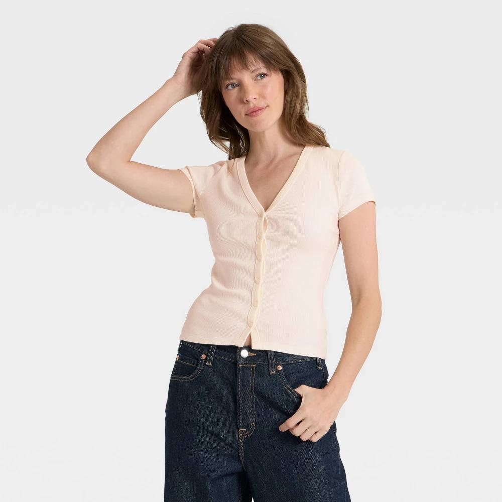Women's Short Sleeve V-Neck Button-Down Shirt - Universal Thread™ Product Image