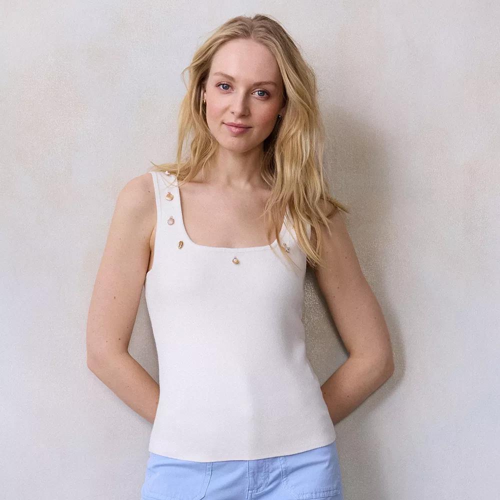 Petite LC Lauren Conrad Charm Sweater Tank Top, Women's, Size: XL Petite, White Knight Product Image