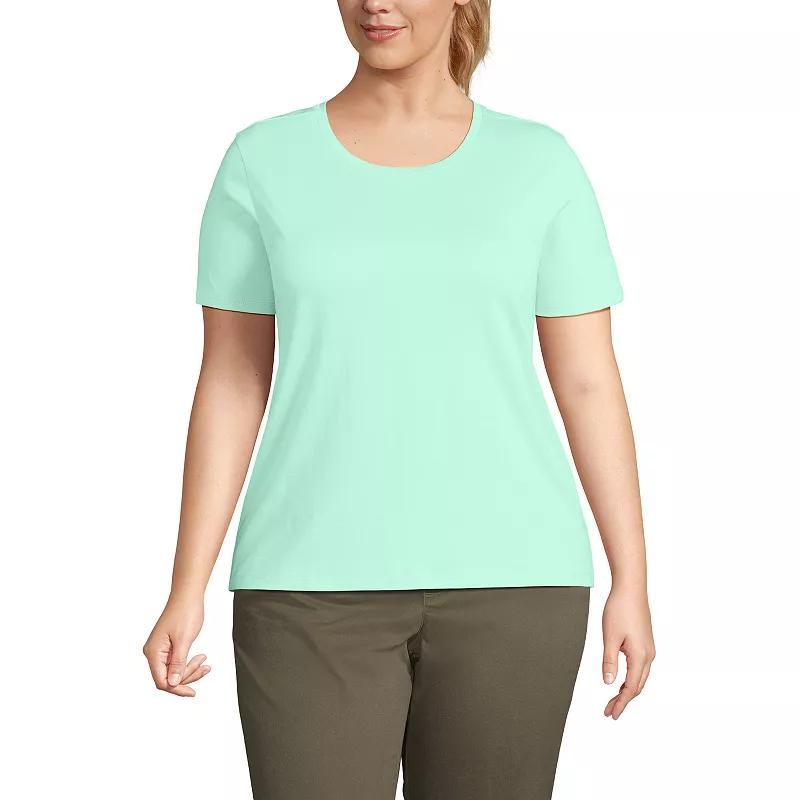 Plus Size Lands' End Relaxed Supima Cotton Crewneck Tee, Women's, Size: 1XL, Pale Yellow Product Image