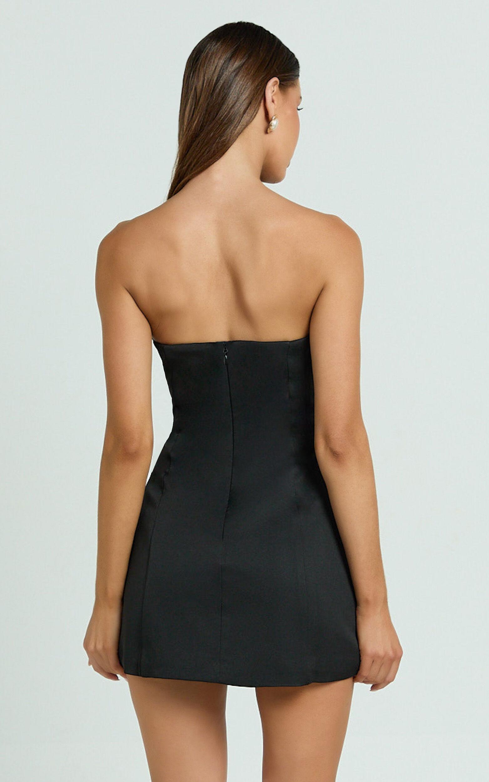 Catharine Mini Dress - Strapless A Line Dress in Black Product Image