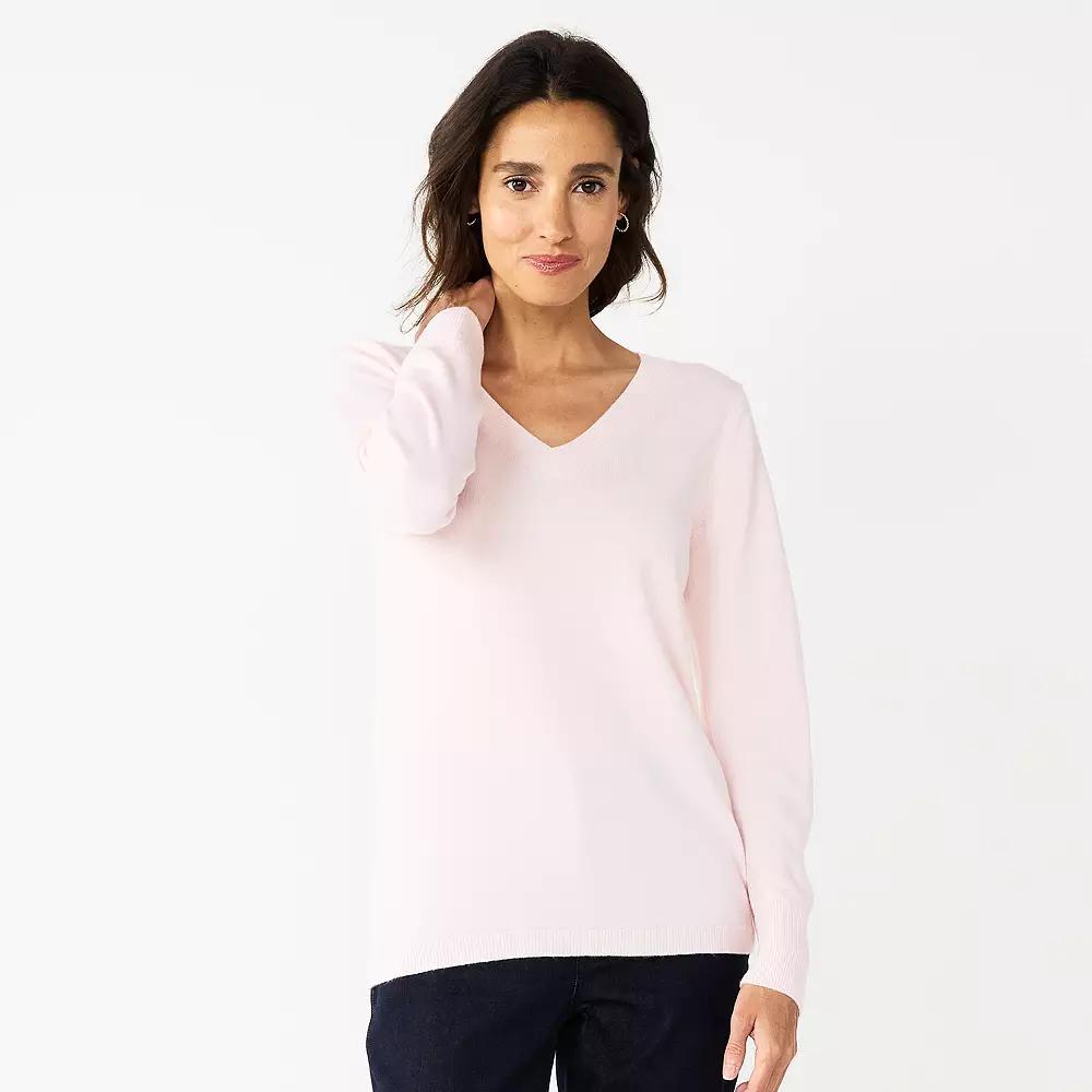 Womens Croft & Barrow The Extra Soft V-Neck Sweater Demure Purple Product Image