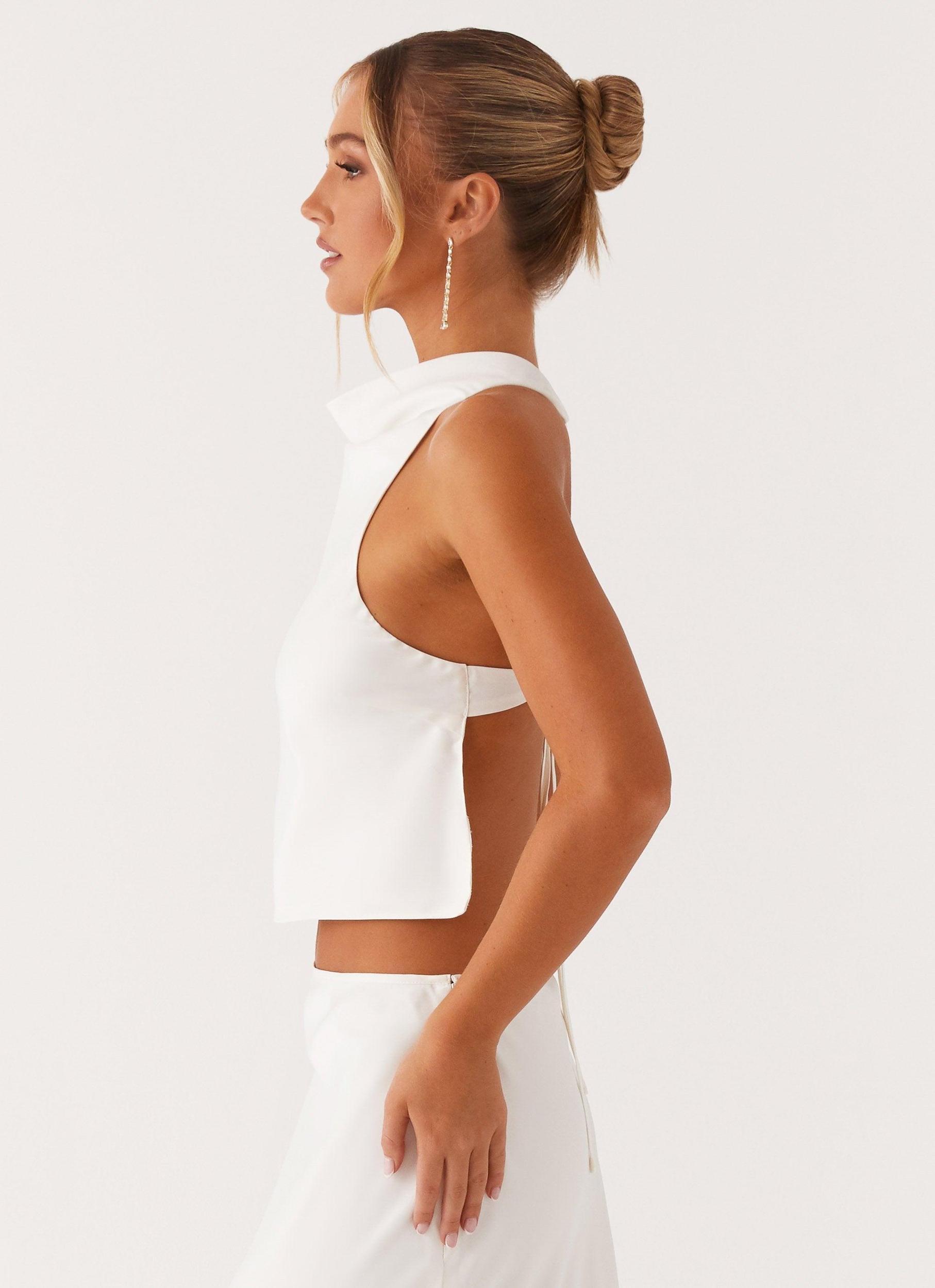 Brookie Satin Top - White Product Image
