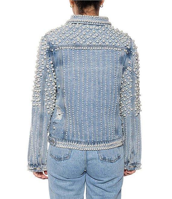 Azalea Wang Alara Collared Cropped Denim Jacket Product Image