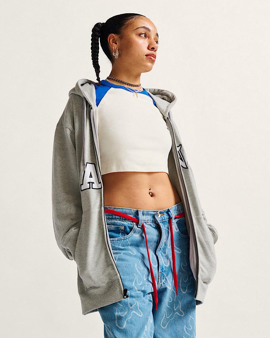 Split Full Zip Hoodie in Heather Grey| Vans US Product Image