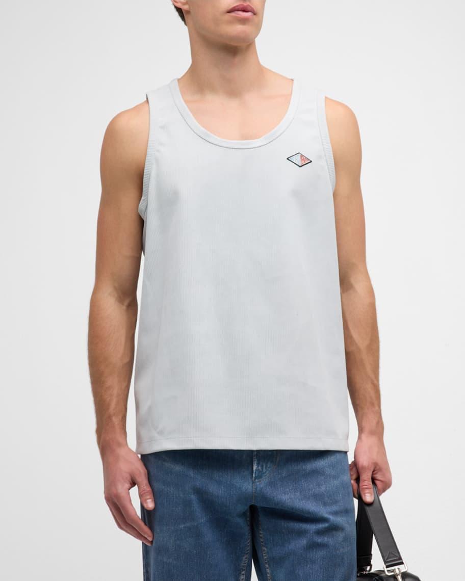 Mens Embossed Jersey Rib Leather Tank Top Product Image