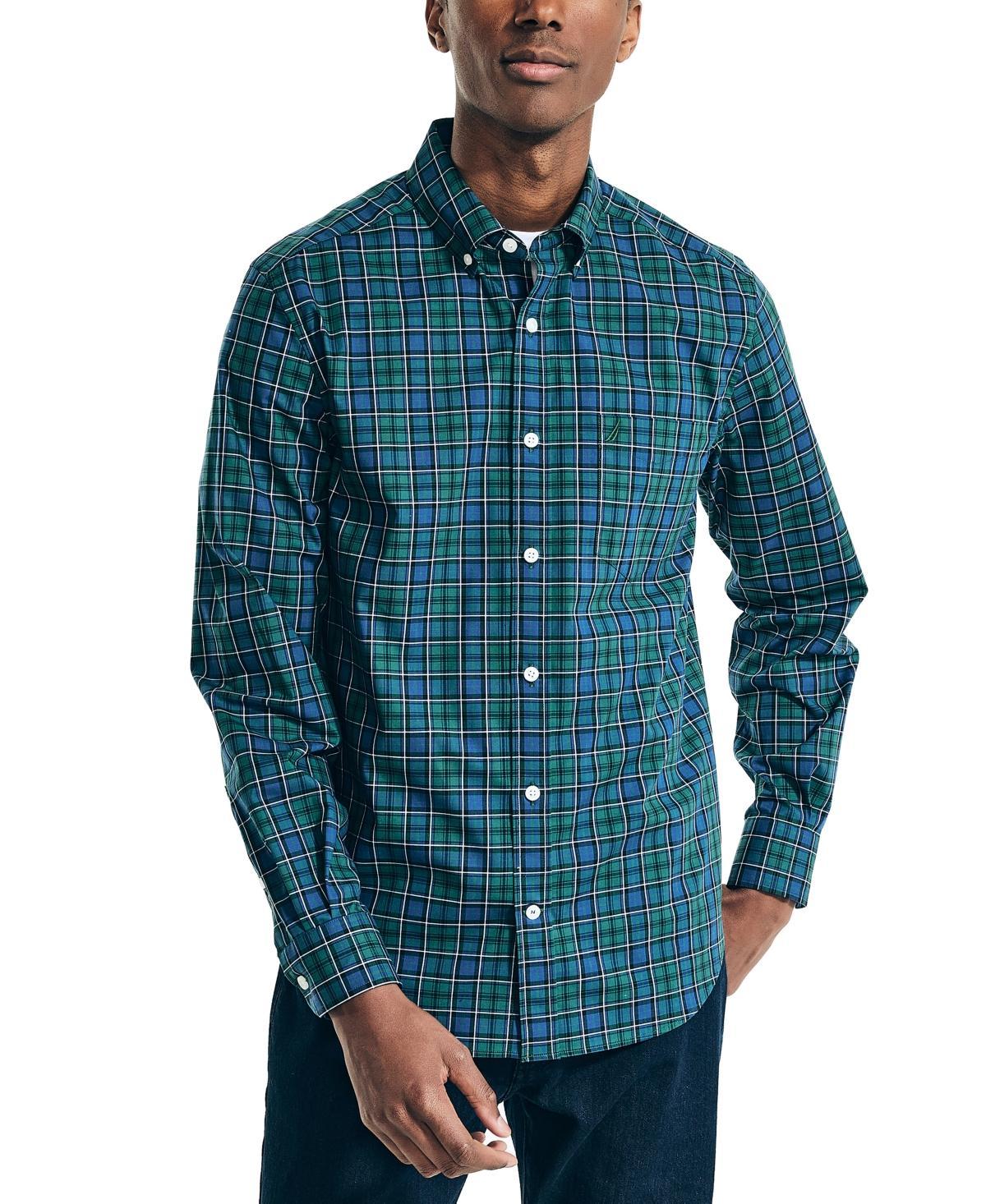 Nautica Wrinkle-Resistant Plaid Wear To Work Shirt (Bright ) Men's Clothing Product Image