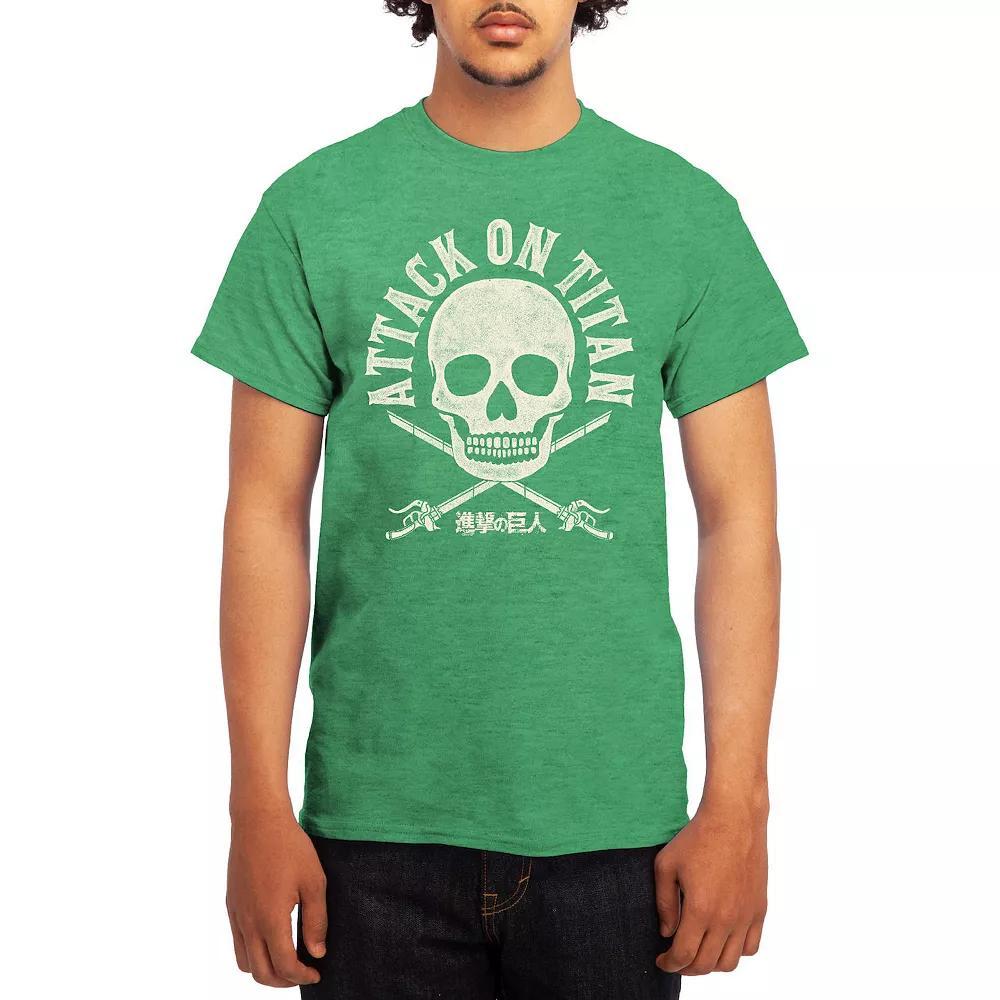 Men's Attack on Titan Skull Swords Tee, Size: XL, Grey Kelly Product Image