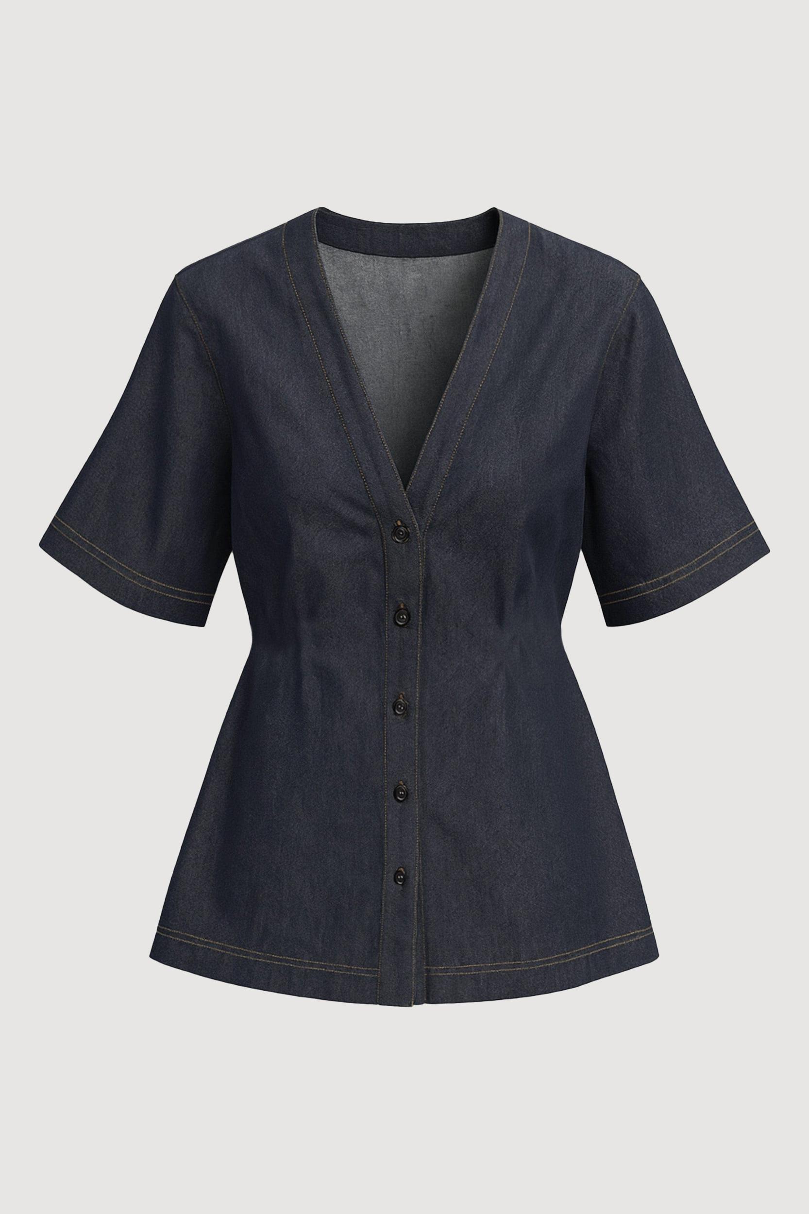 Emma Cinch-Waist Denim Shacket Product Image