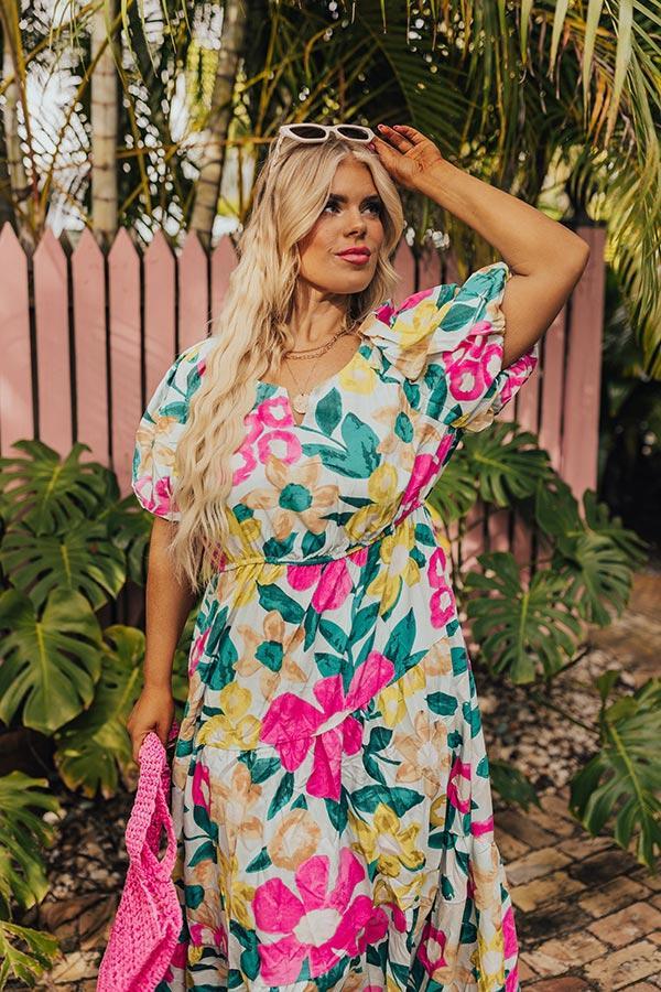 Porch Swing At Sunset Floral Midi in Limpet Shell Curves Product Image