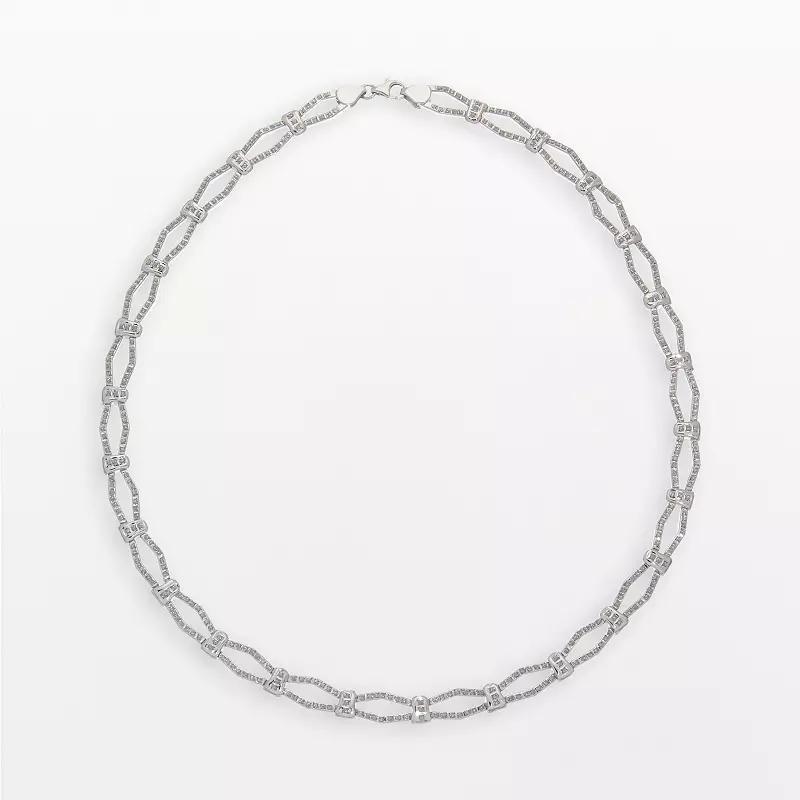 Diamond Fascination 14k White Gold Diamond Accent Wave Necklace, Women's, Size: 17" Product Image