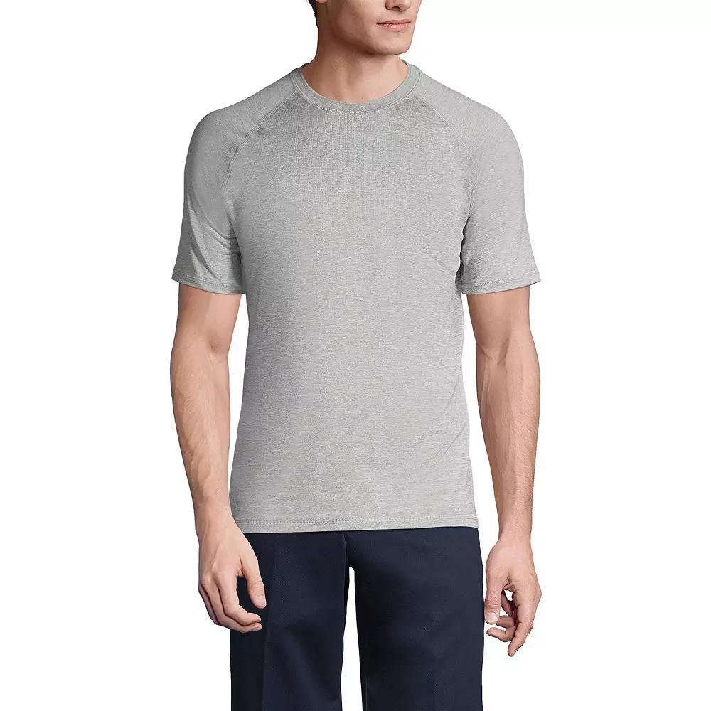 Men's Lands' End School Uniform Short Sleeve Active Tee, Size: Large, Gray Grey Product Image