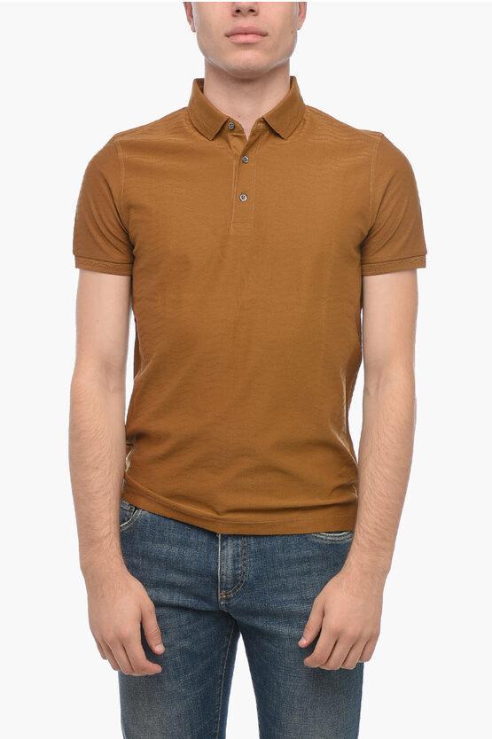 CORNELIANI Short Sleeved Polo In Brown Product Image