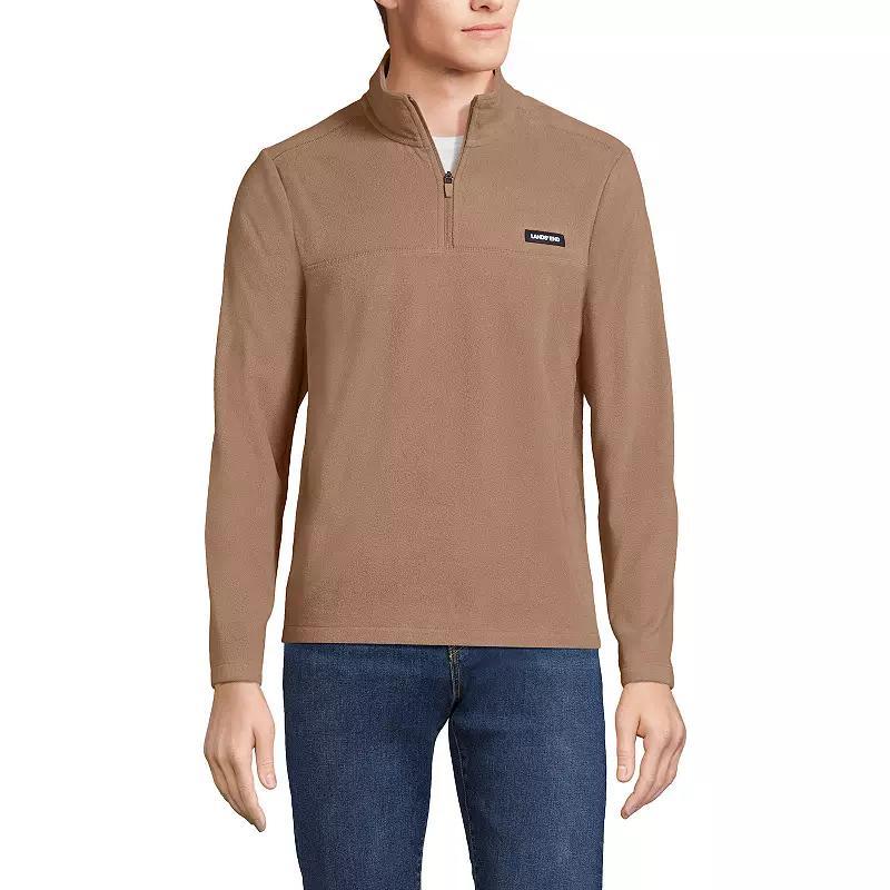 Mens Lands End Fleece Quarter-Zip Pullover Rich Brown Fairisle Product Image