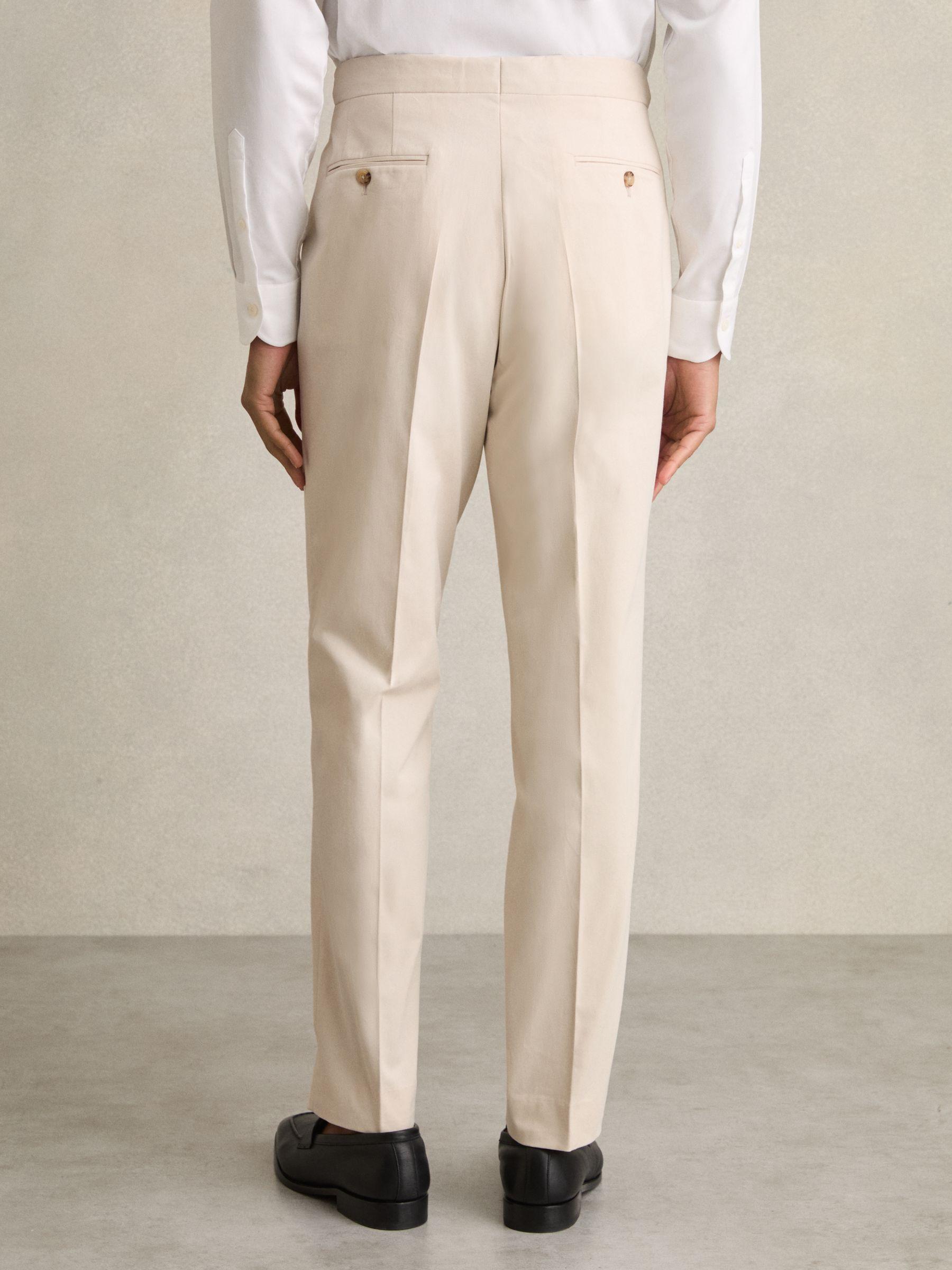 Slim-Fit Linen Herringbone Suit Trousers in White Product Image
