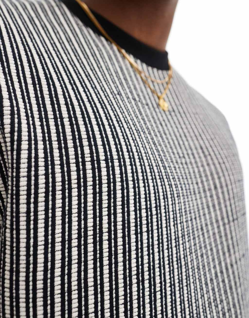 ASOS DESIGN t-shirt in stripe texture fabric Product Image