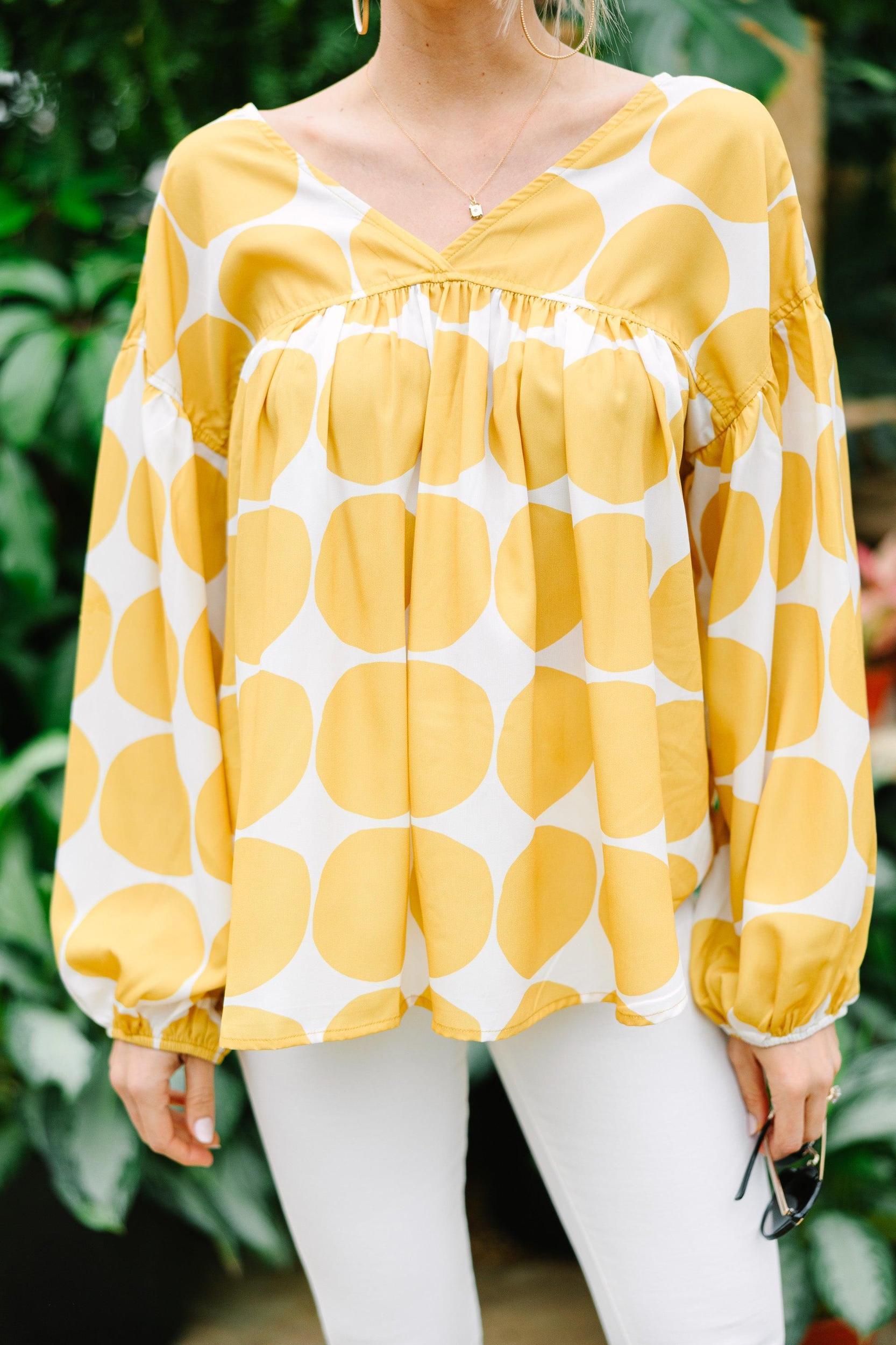 On My Mind Mustard Yellow Abstract Blouse Female Product Image