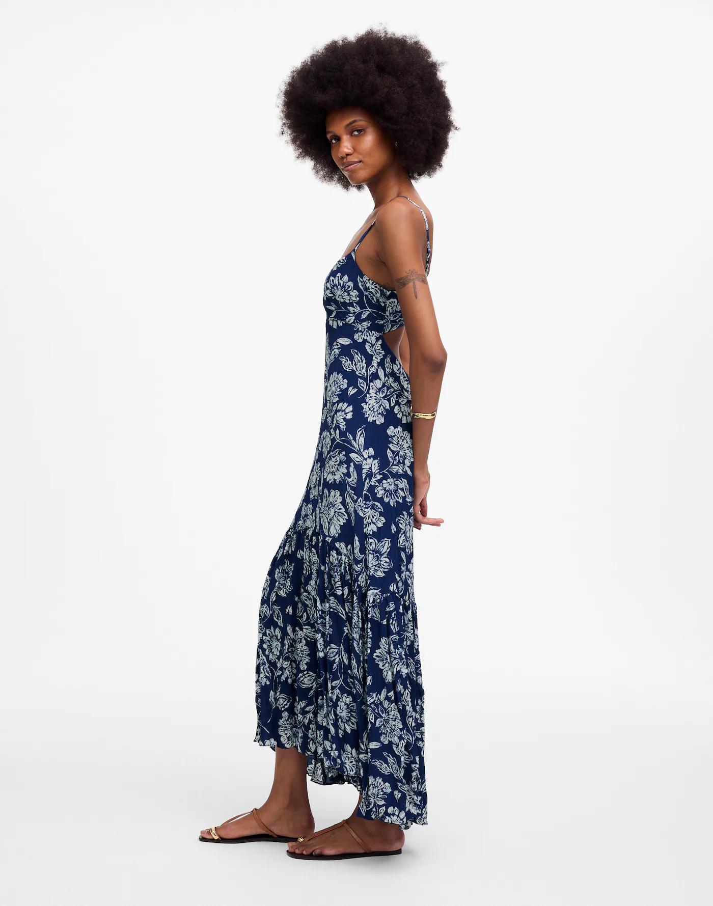 Textured Maxi Slip Dress in Floral Product Image