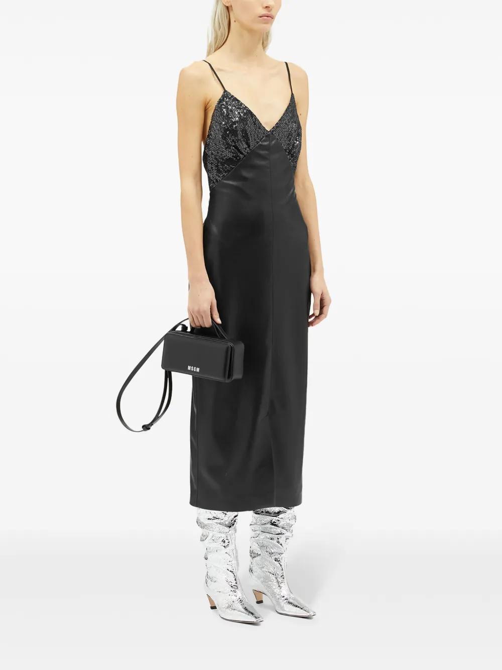 MSGM Sequin-embellished Midi Dress In Schwarz Product Image