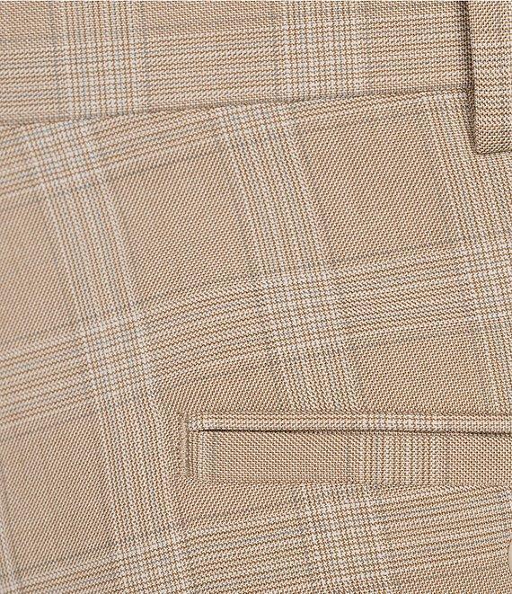 Roundtree & Yorke Travel Smart Flat Front Classic Fit Textured Plaid Dress Pant Product Image