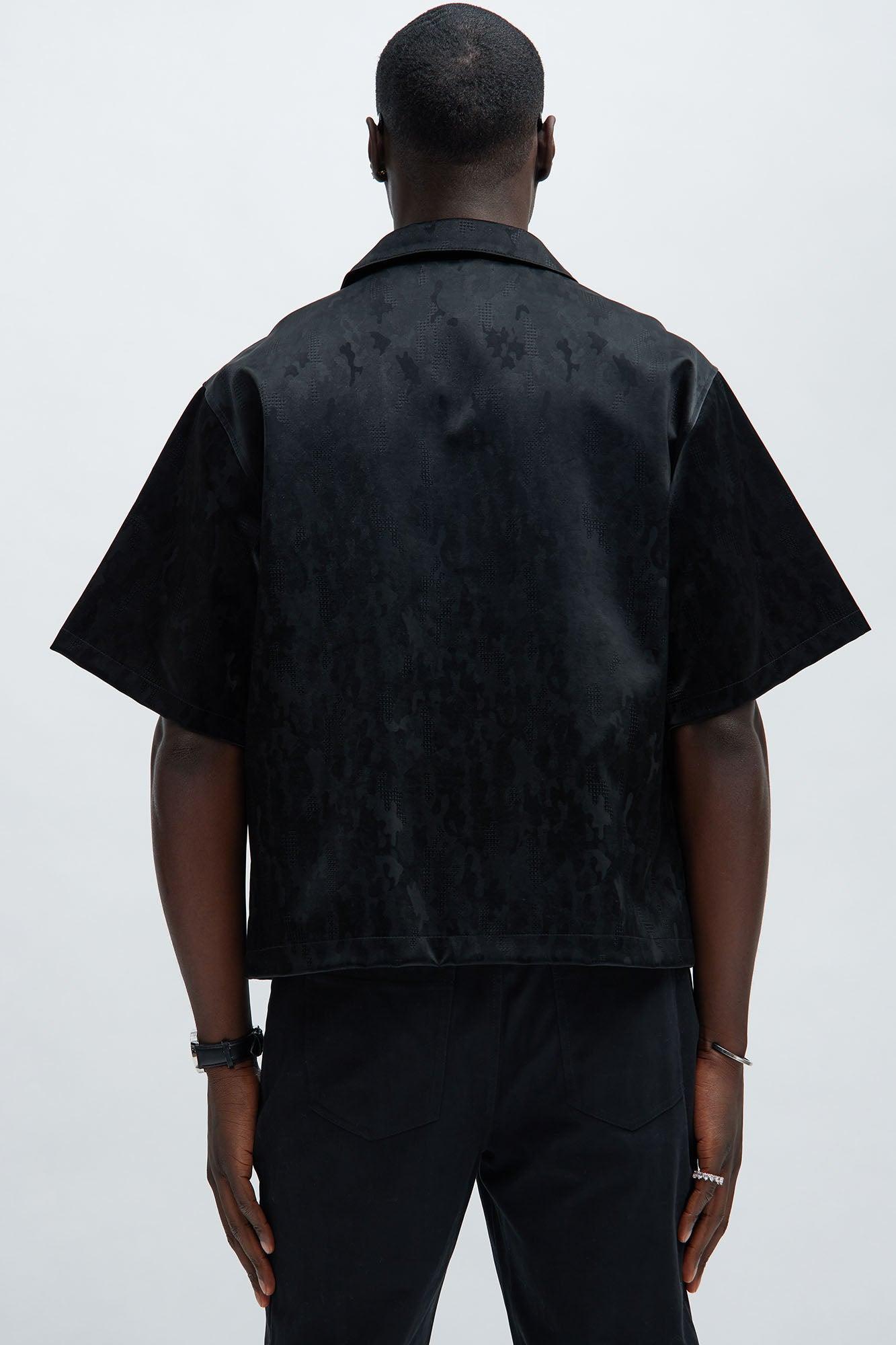 Griffin Faux Leather Shirt - Black Product Image