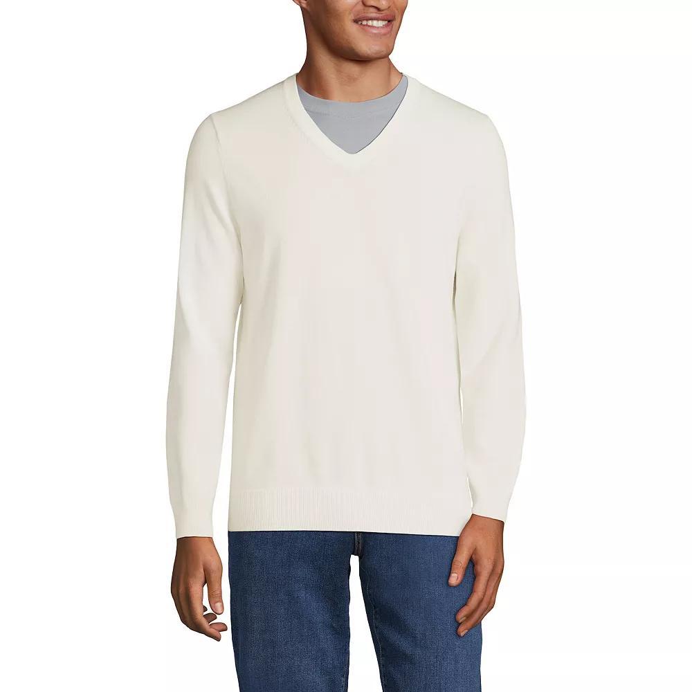Men's Lands' End Fine Gauge Cotton V-Neck Sweater, Size: Small, Radiant Blue Product Image