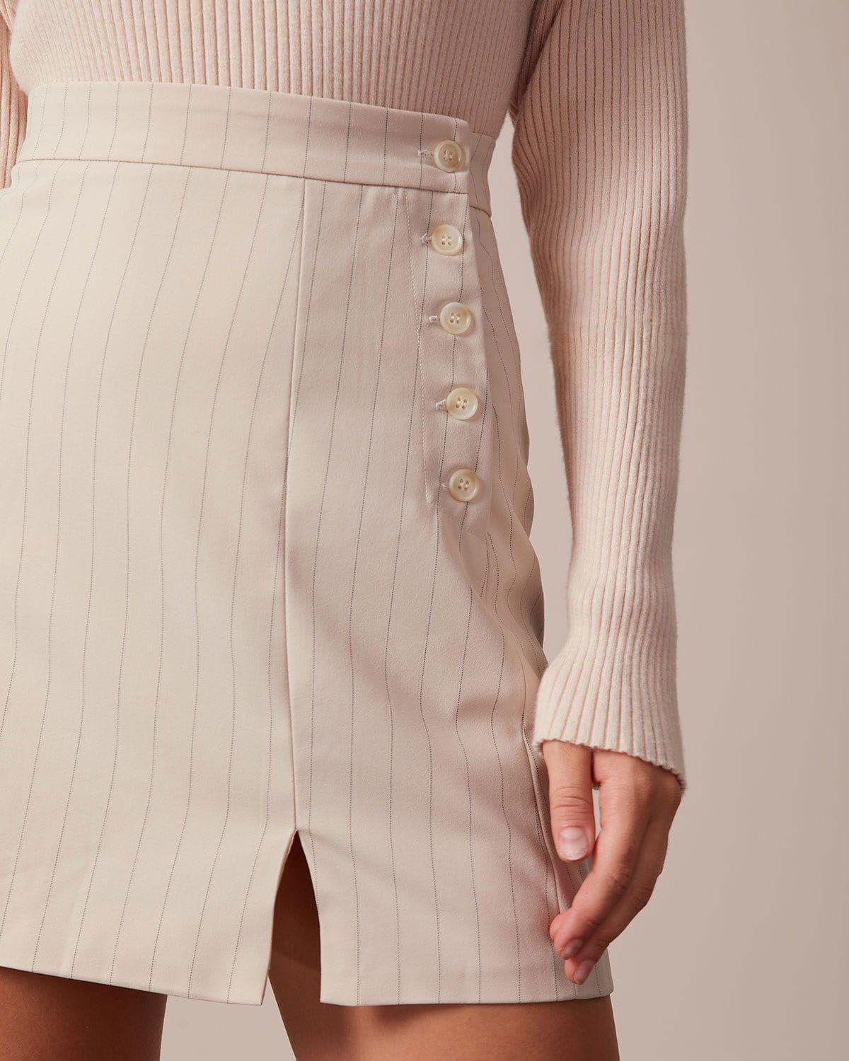 The Apricot Striped Split Hem Mini Skirt Product Image