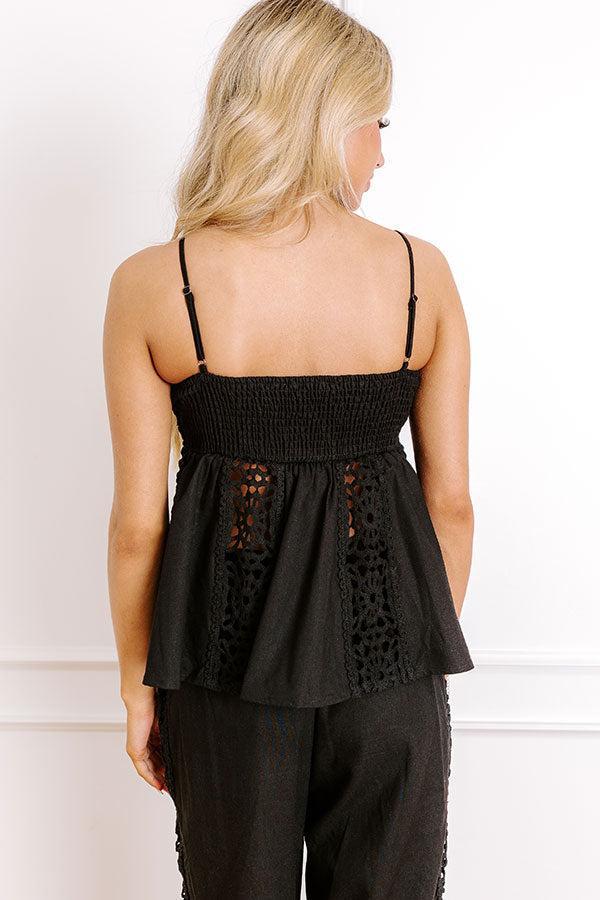 Boheme Bay Crochet Babydoll Top in Black Product Image