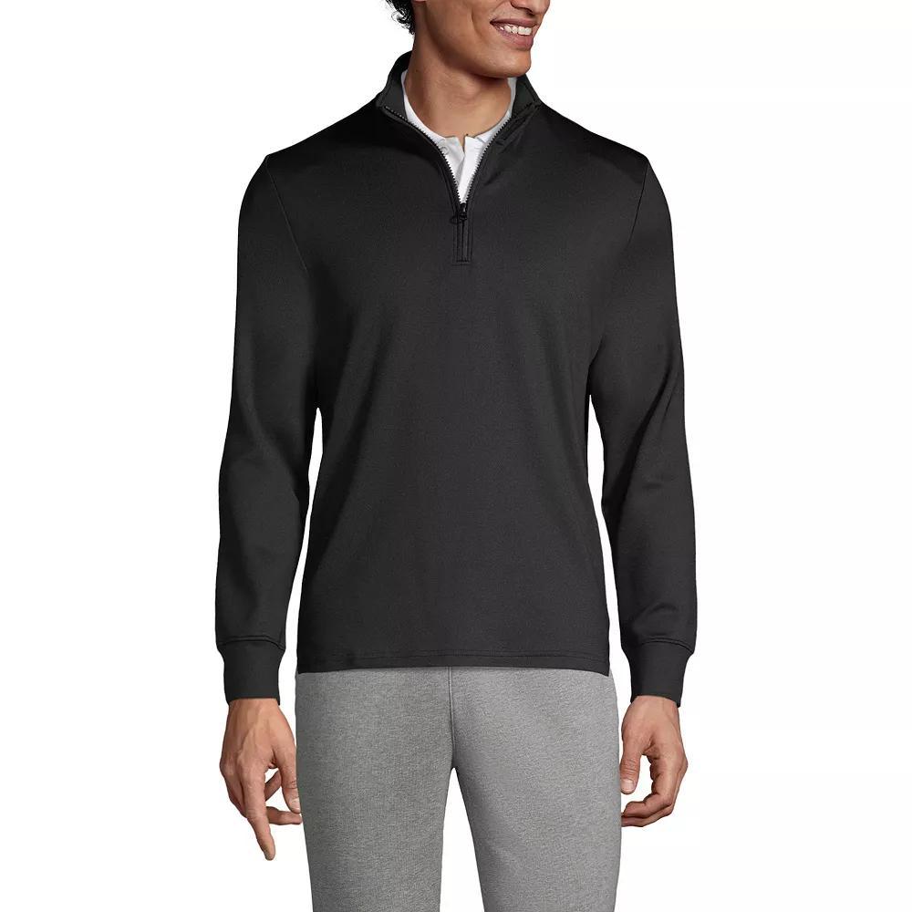 Men's Lands' End School Uniform Quarter Zip Pullover Sweatshirt, Size: Large, Red Product Image