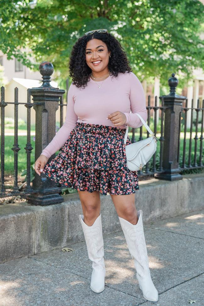 Breezy Black Floral Tiered Skort FINAL SALE Product Image