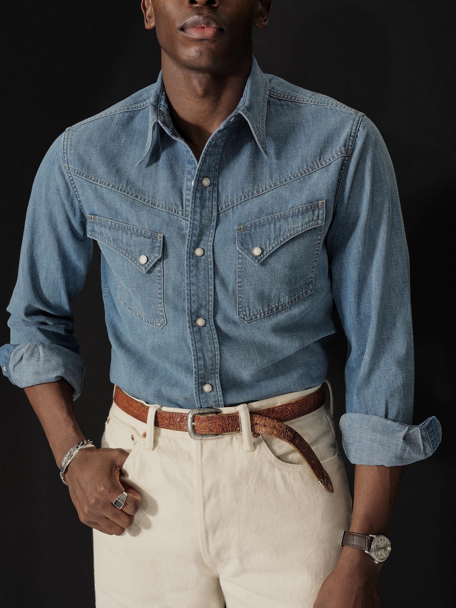 M048 Japanese Denim Lubbock Longhorn Shirt Product Image