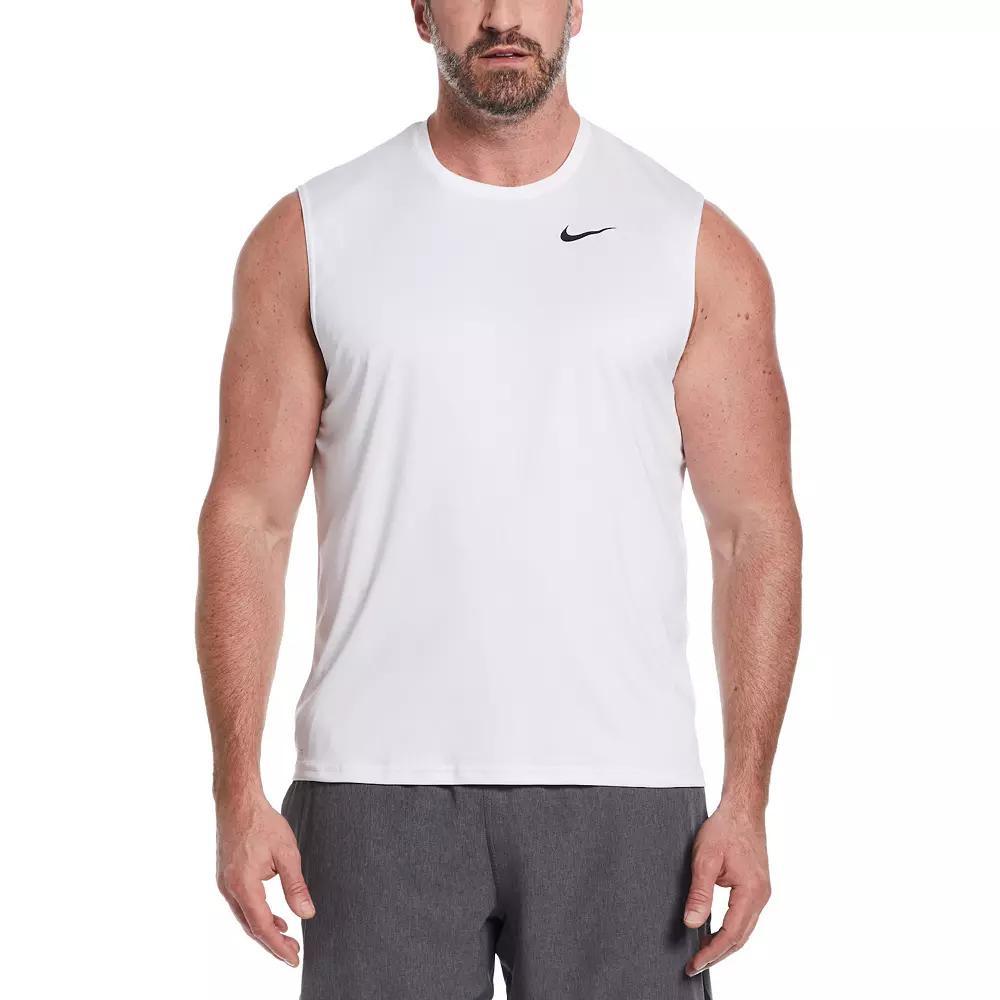 Big & Tall Nike Dri-FIT UPF 40+ Essential Sleeveless Hydroguard Swim Tee, Men's, Size: XXL Tall, White Product Image