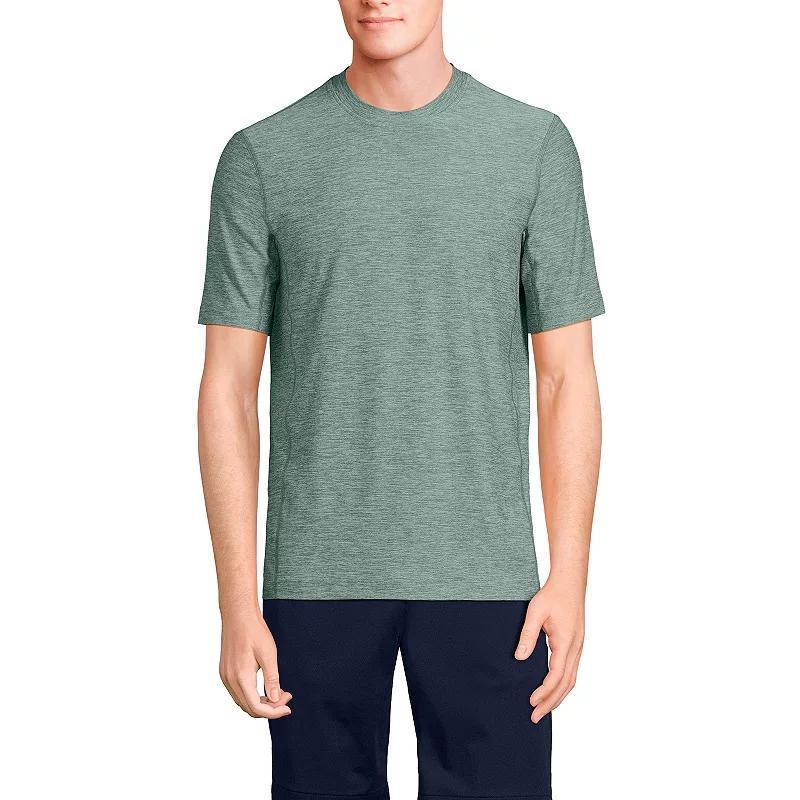 Men's Lands' End Short Sleeve Performance Hybrid Crewneck Tee, Size: Medium, Blue Spacedye Product Image