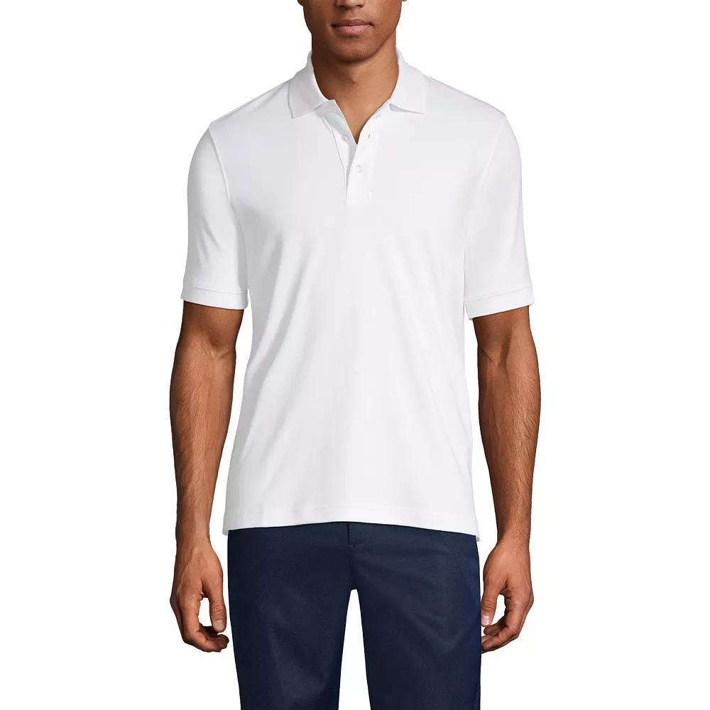 Men's Lands' End Short Sleeve Interlock Polo Shirt, Size: Small, White Product Image