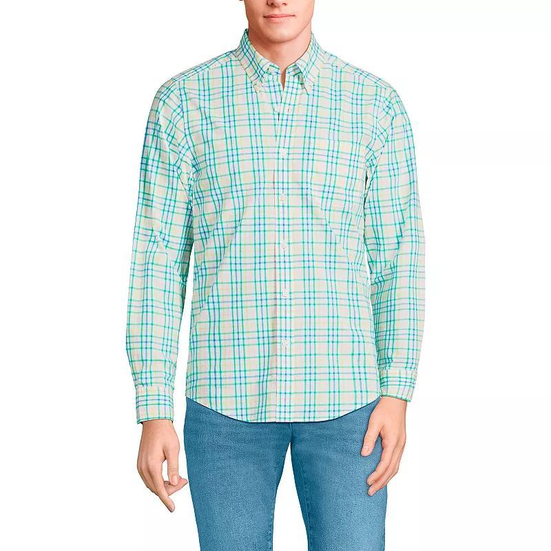Mens Lands End Traditional-Fit Essential Lightweight Poplin Shirt Eucalyptus Green Product Image