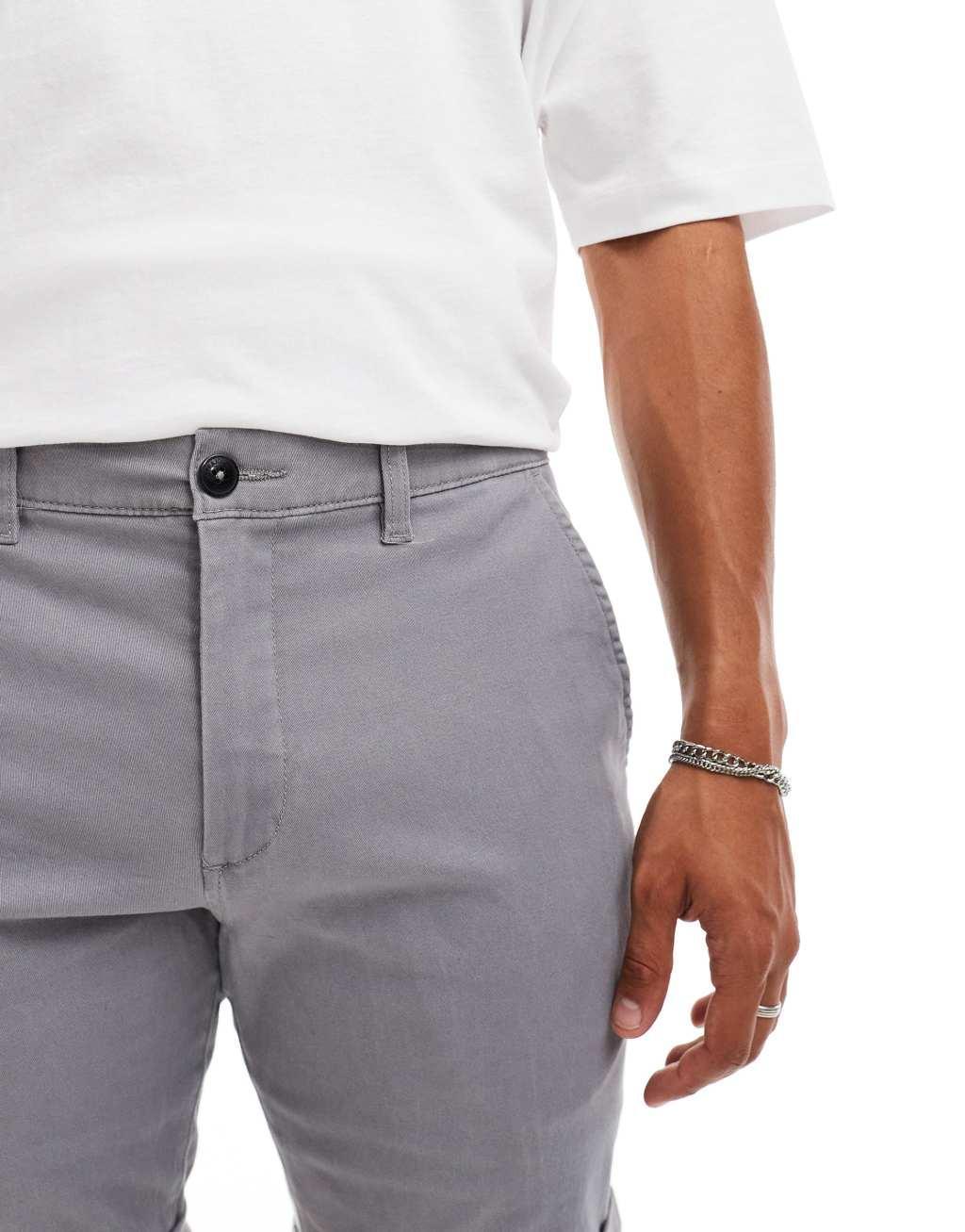 Jack & Jones 2 pack chino shorts in gray and black Product Image