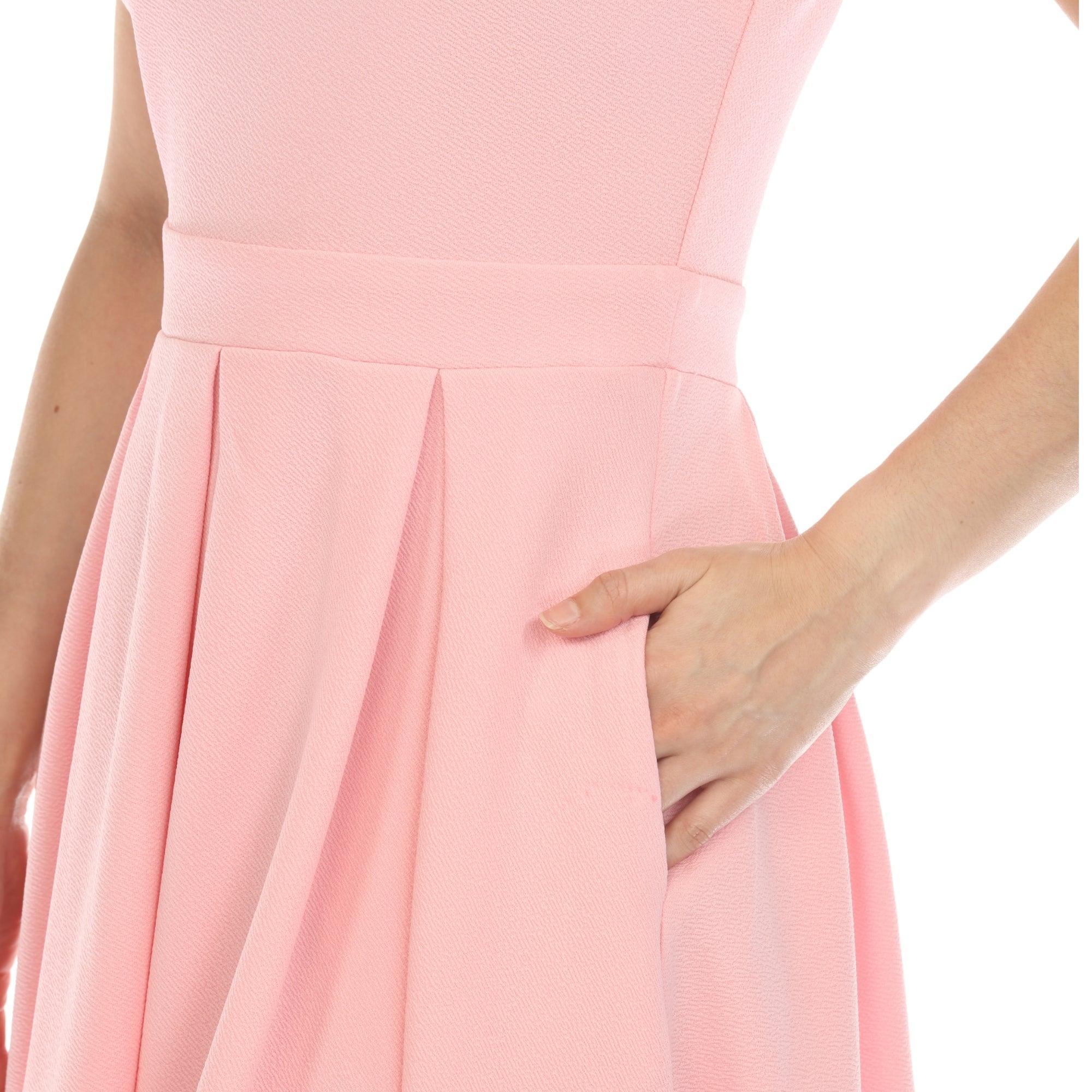 Women's Solid Fit and Flare Dress Female Product Image