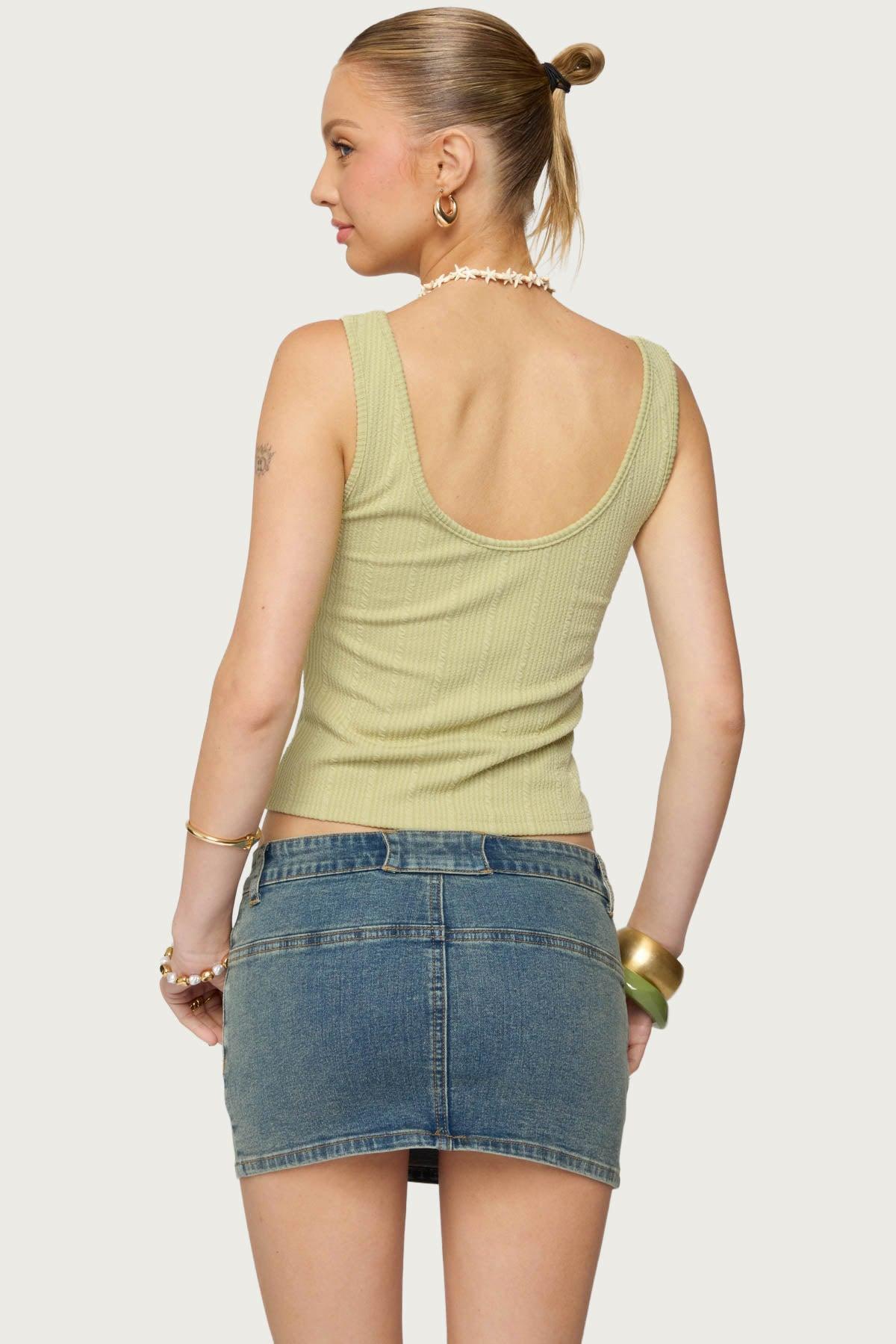 Yarah Keyhole Textured Ribbed Tank Top Product Image