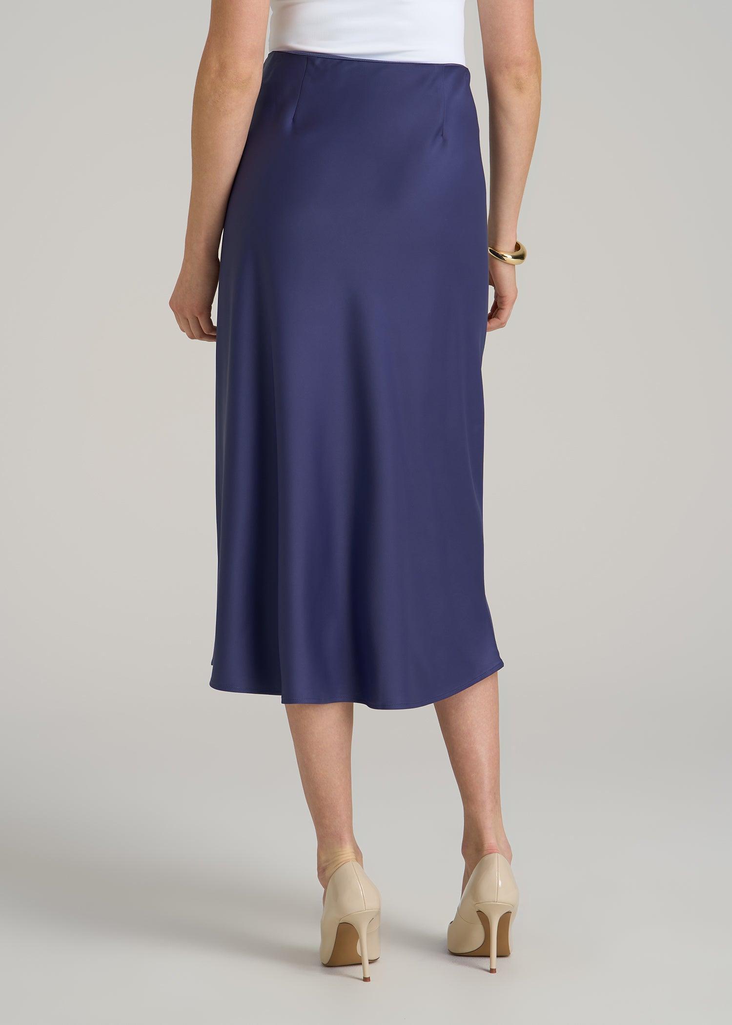 Pull On Satin Midi Skirt for Tall Women in Future Dusk Product Image