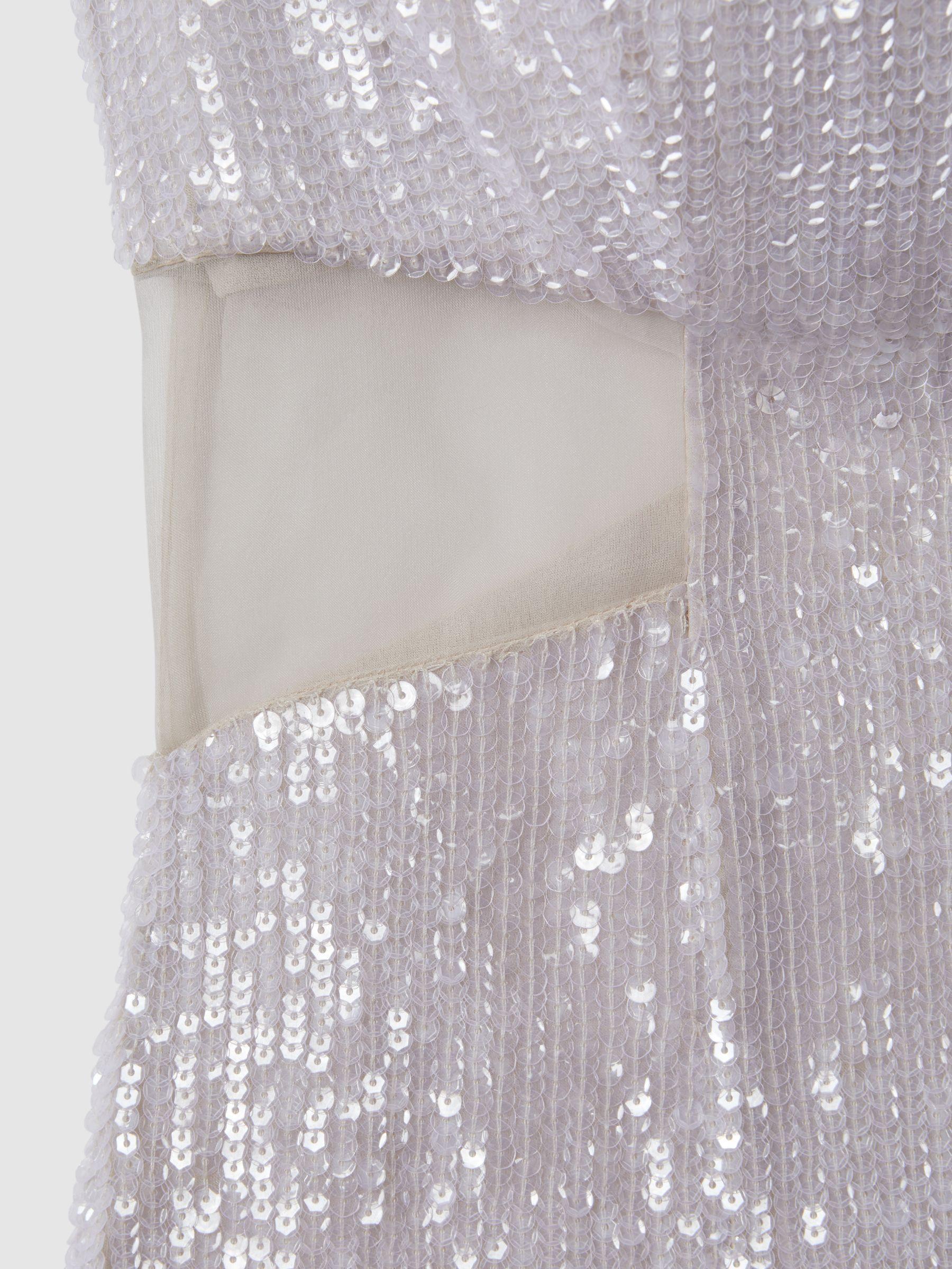 Rachel Gilbert Sequin Cut Out Maxi Dress in White Product Image