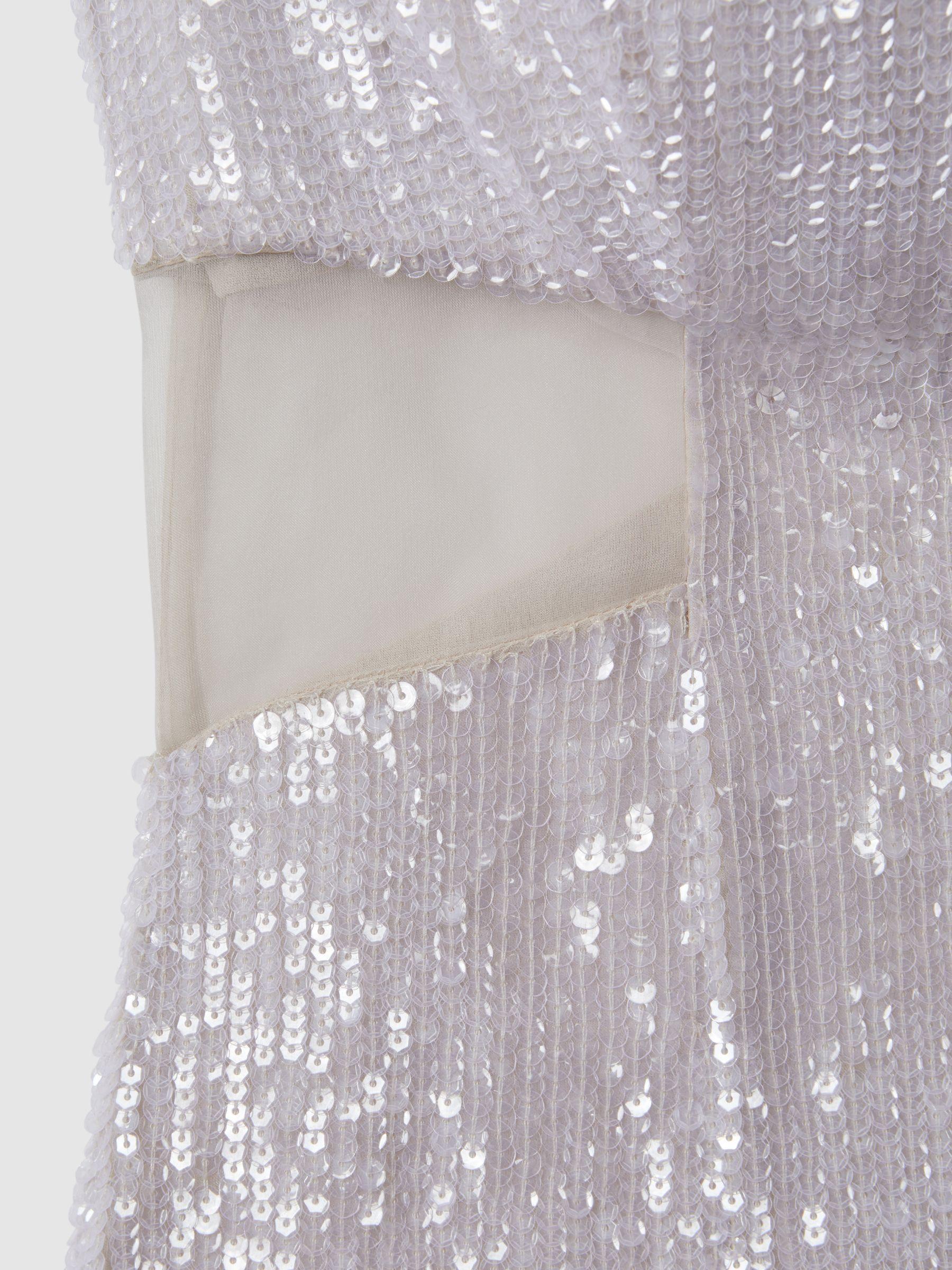 Rachel Gilbert Sequin Cut Out Maxi Dress in White Product Image