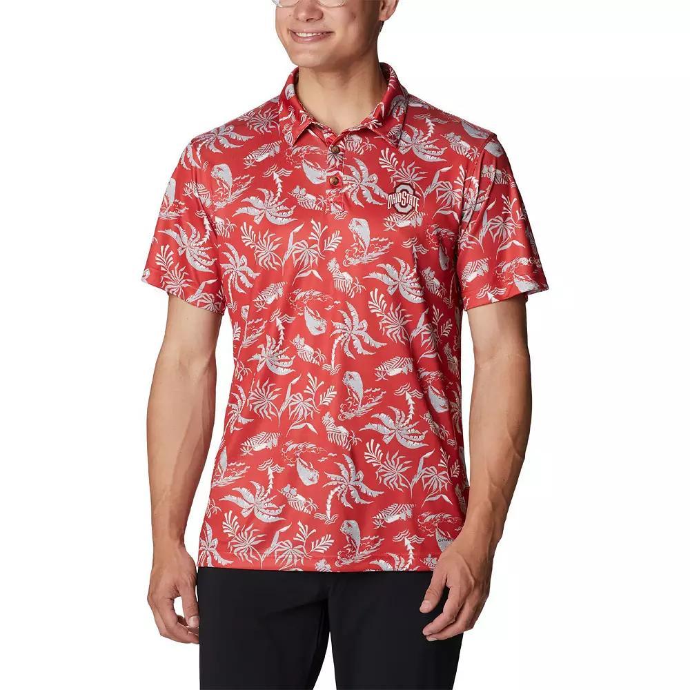 Men's Columbia Scarlet Ohio State Buckeyes Super Terminal Tackle Omni-Shade Polo, Size: Small, Red Product Image