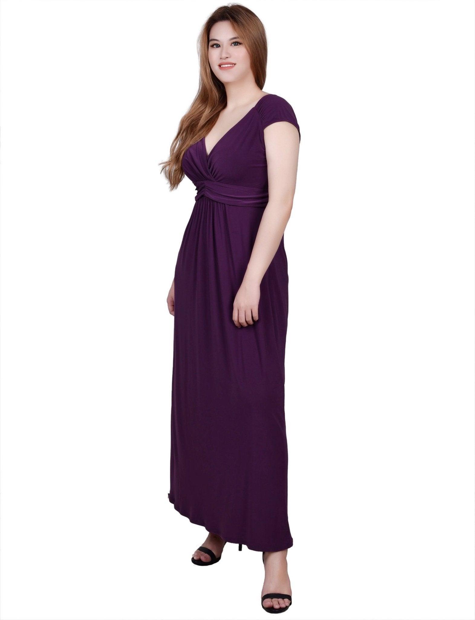 Ruched Empire-Waist Maxi Dress - Petite Product Image