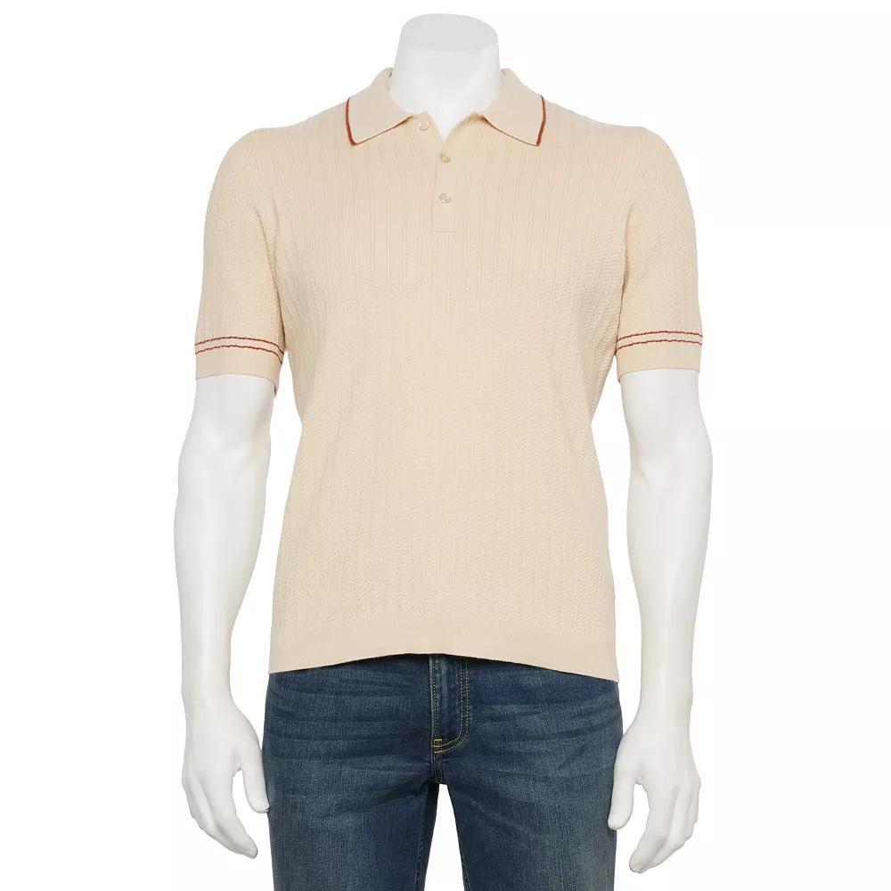 Men's Thomas Sterling Short Sleeve Sweater Polo Shirt, Size: Small, Beige Product Image