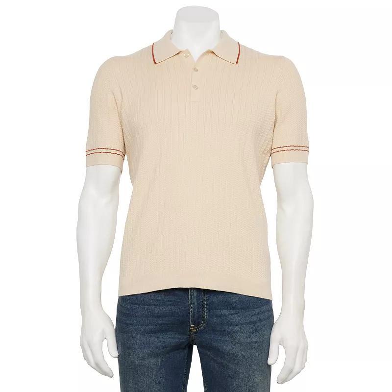 Men's Thomas Sterling Short Sleeve Sweater Polo Shirt, Size: Small, Beige Product Image